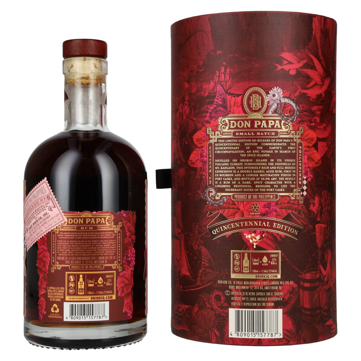 Don Papa 7 Years Old Small Batch Ex-Bourbon &amp; Port Casks Rum Quincentennial Edition 50% Vol. 0,7l en boîte cadeau