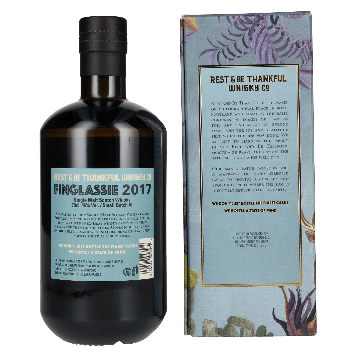 Rest &amp; Be Thankful Finglassie 5 Years Old Single Malt 2017 46% Vol. 0,7l en boîte cadeau