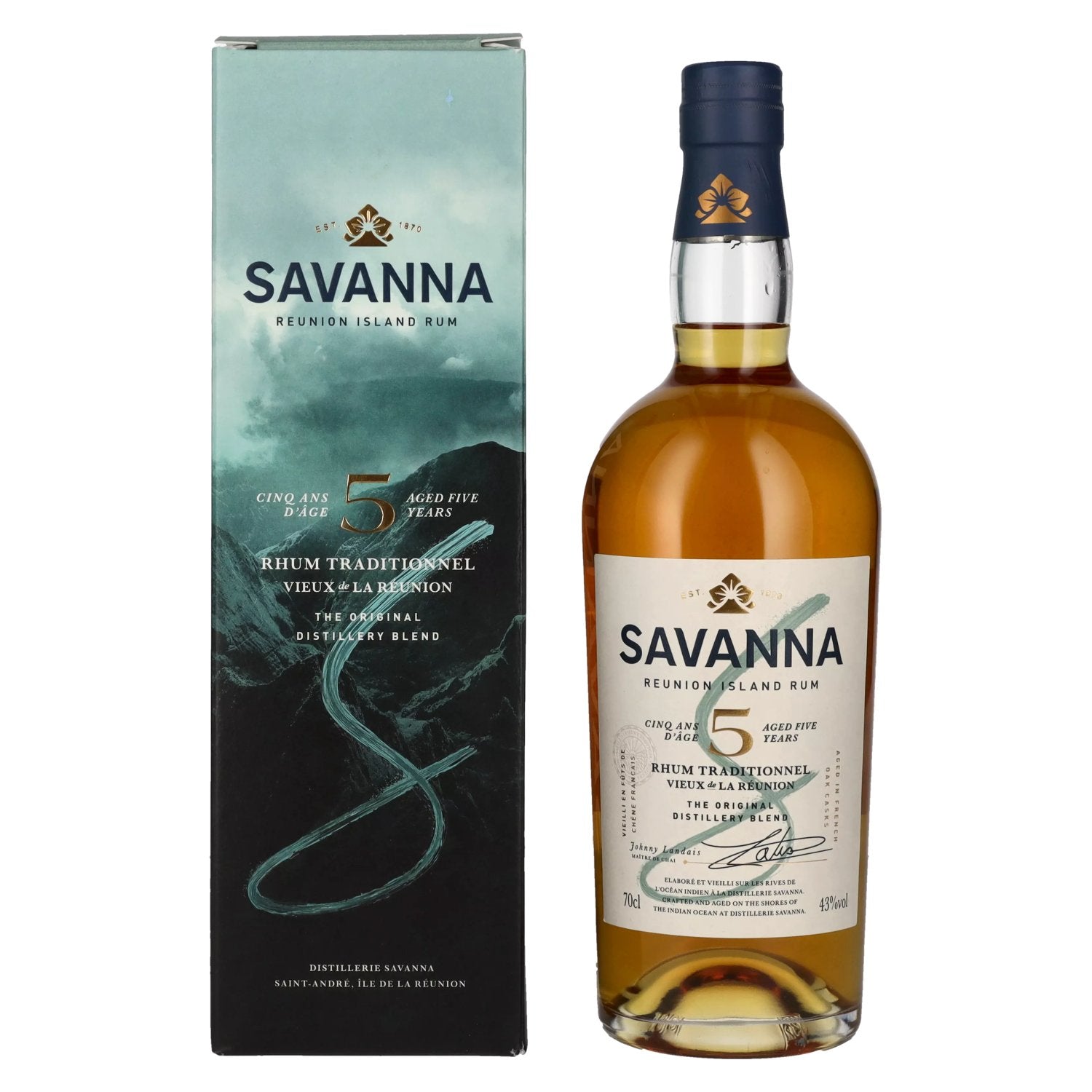 Savanna 5 Years Old Traditionnel Reunion Island Rum 43% Vol. 0,7l en boîte cadeau