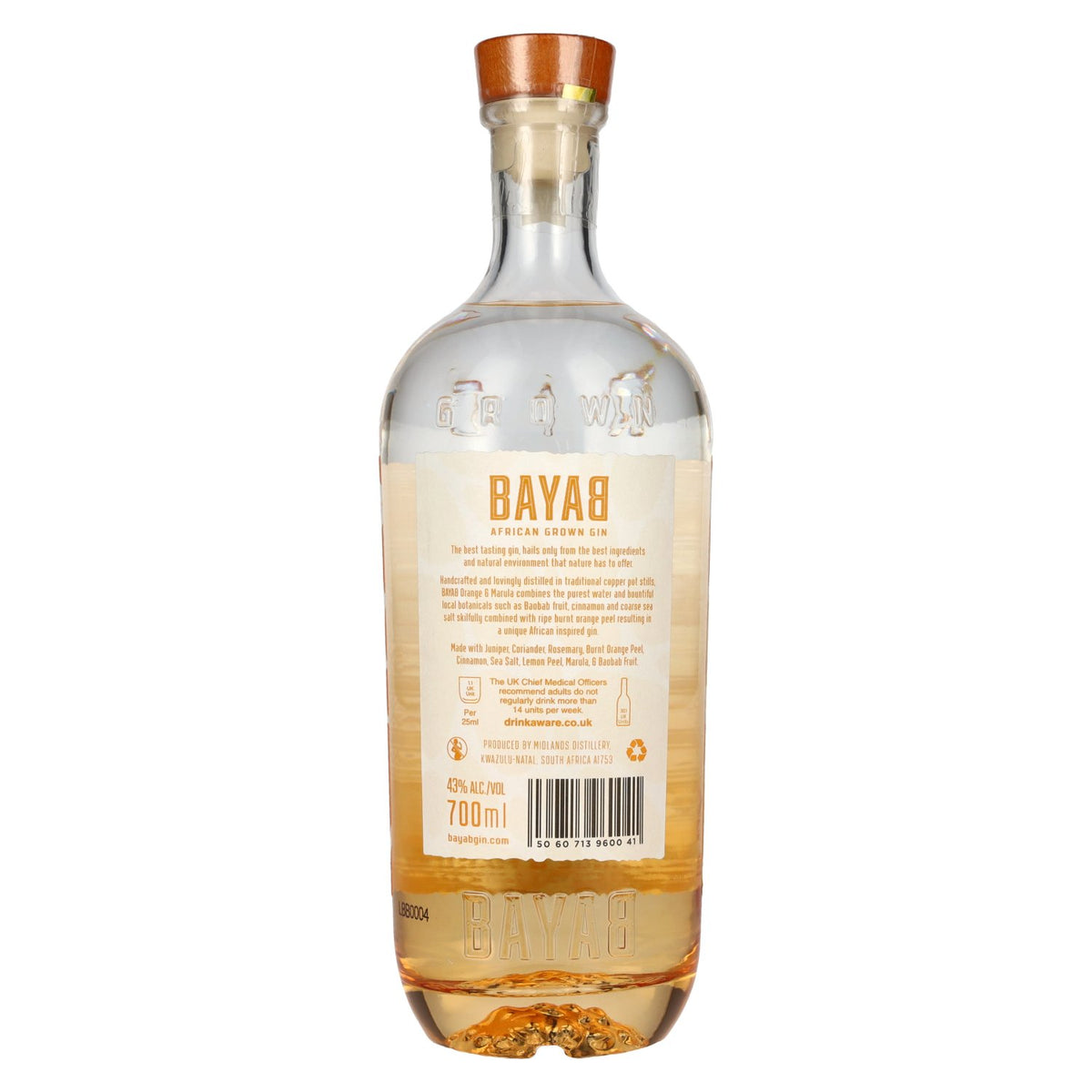 BAYAB African Grown Orange &amp; Marula Small Batch Gin 43 % vol. 0,7 l