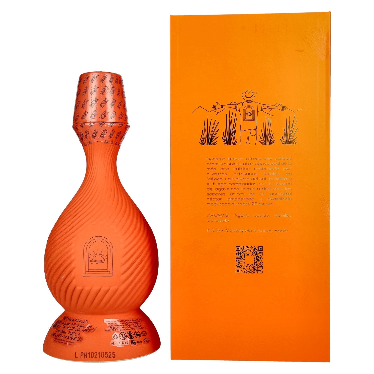 ADICCIŌN Tequila Añejo 100 % agave, 40 % vol., 0,7 l, dans un coffret cadeau