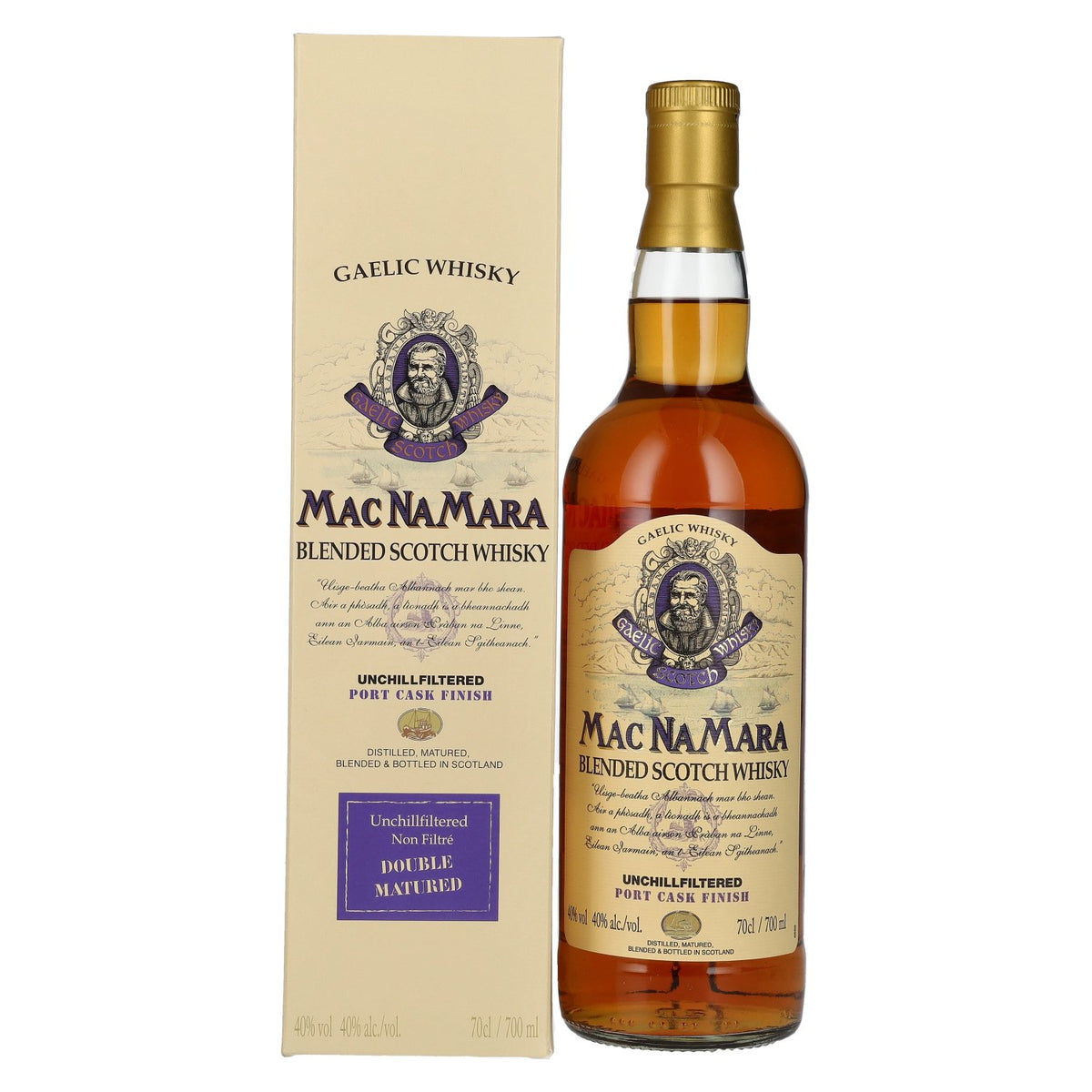 Gaelic Whisky MACNAMARA Port Cask Finish Blended Scotch Whisky 40% Vol. 0,7l en boîte cadeau