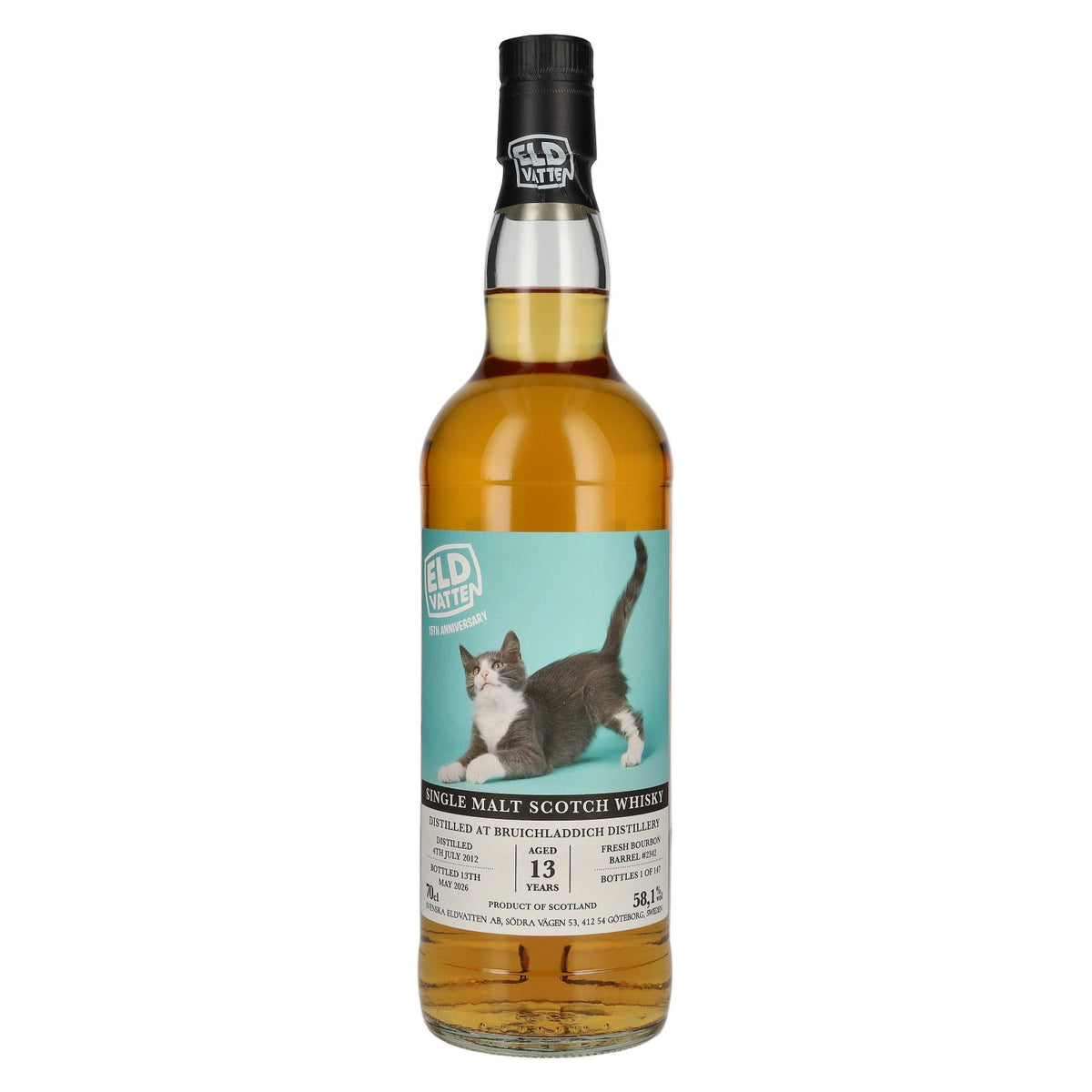 Eldvatten Svenska Bruichladdich 13 Years Old Single Malt Cat Label Cask #2342 2012 58.1% ABV 0.7l
