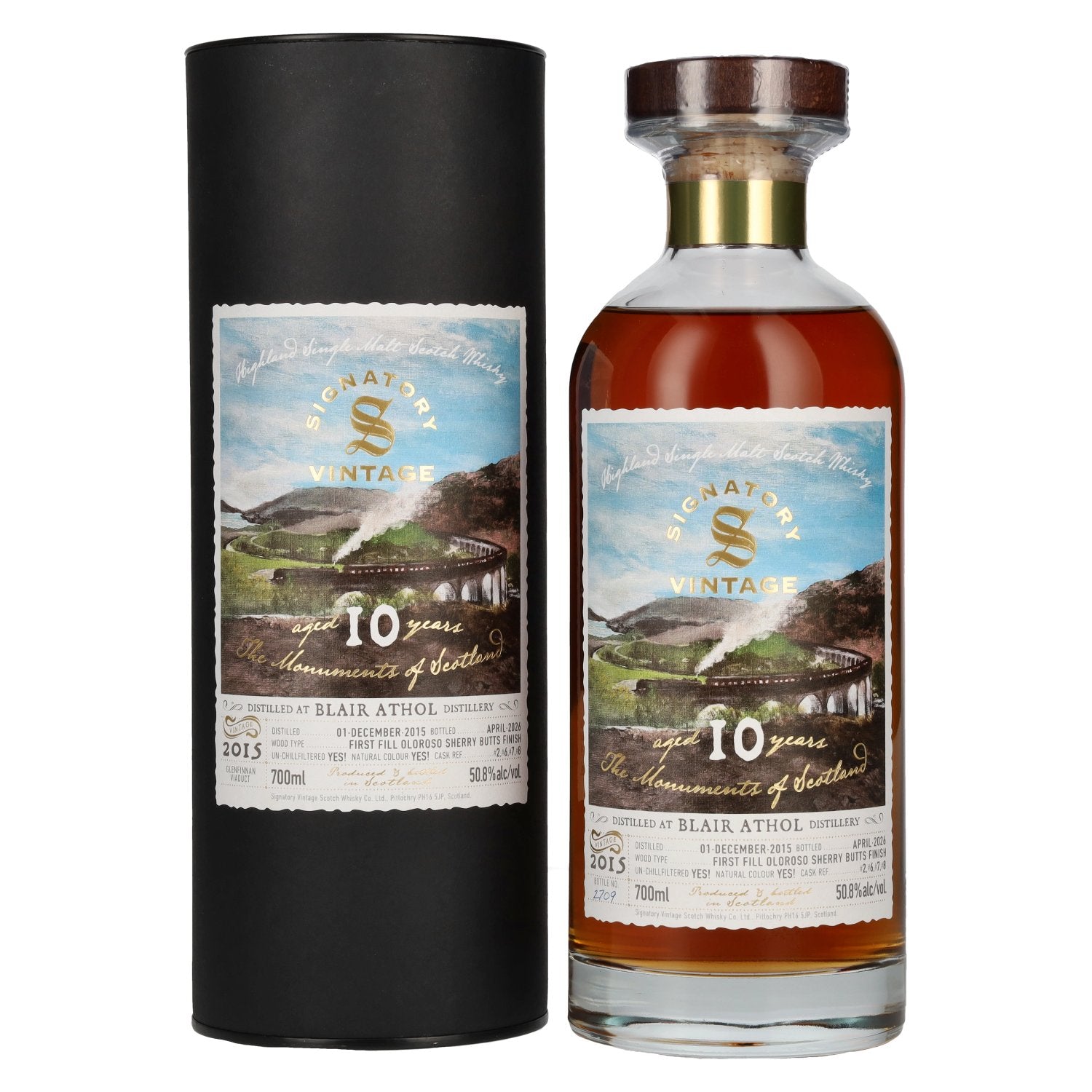 Signatory Vintage BLAIR ATHOL 10 Years Old 1st Fill Oloroso Sherry Butt Monuments 2015 50,8% Vol. 0,7l in Geschenkbox