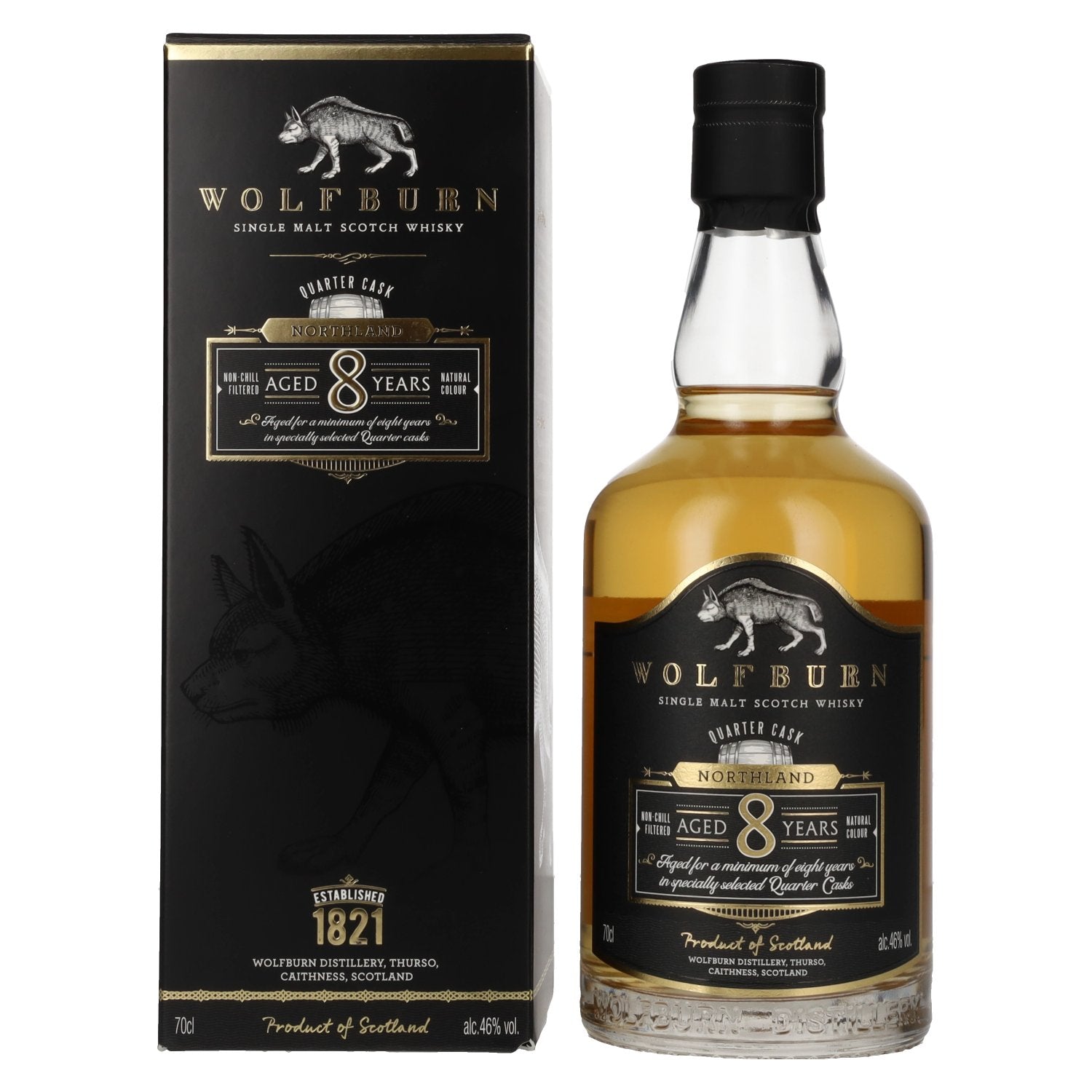Wolfburn 8 Years Old NORTHLAND Quarter Cask Single Malt Scotch Whisky 46% Vol. 0,7l en boîte cadeau