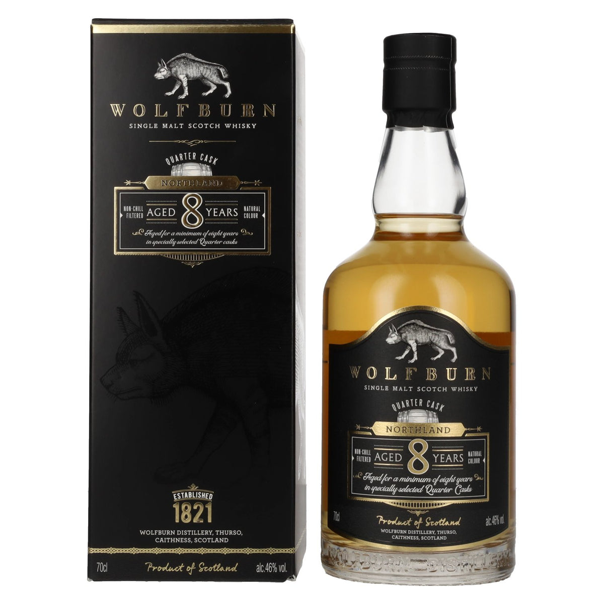 Wolfburn 8 Years Old NORTHLAND Quarter Cask Single Malt Scotch Whisky 46% Vol. 0,7l en boîte cadeau
