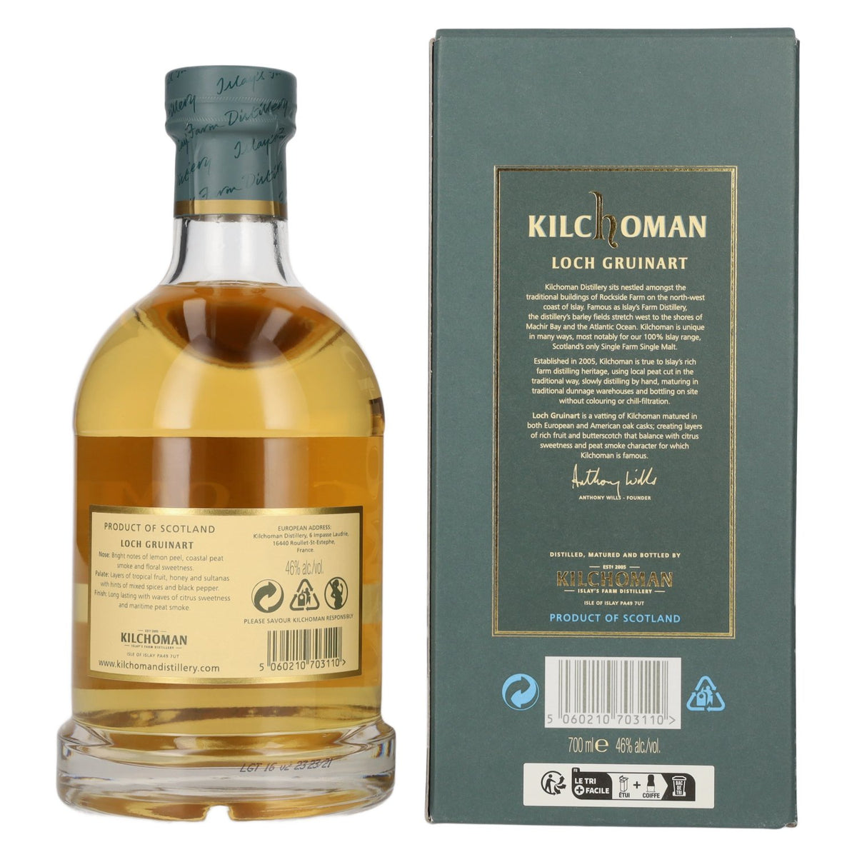 Kilchoman LOCH GRUINART Islay Single Malt Scotch Whisky 46% Vol. 0,7l in Geschenkbox