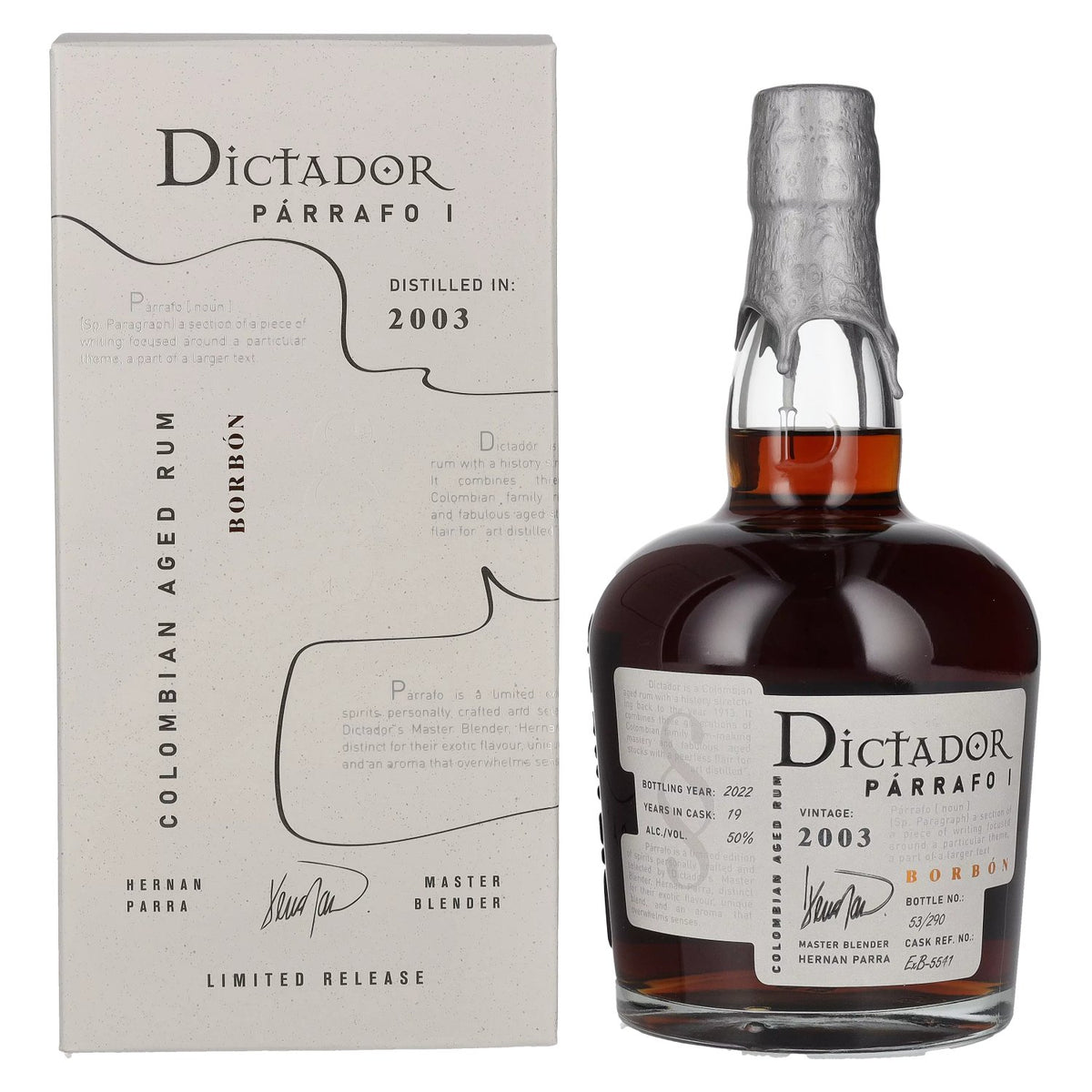 Dictador PÁRRAFO I 19 Years Old BORBÓN Vintage 2003 50% Vol. 0,7l en boîte cadeau