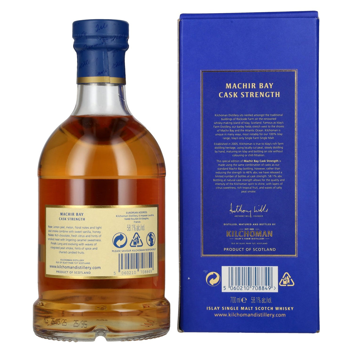 Kilchoman MACHIR BAY Cask Strength Islay Single Malt Scotch Whisky Edition 2025 58,1% vol. 0,7l en boîte cadeau