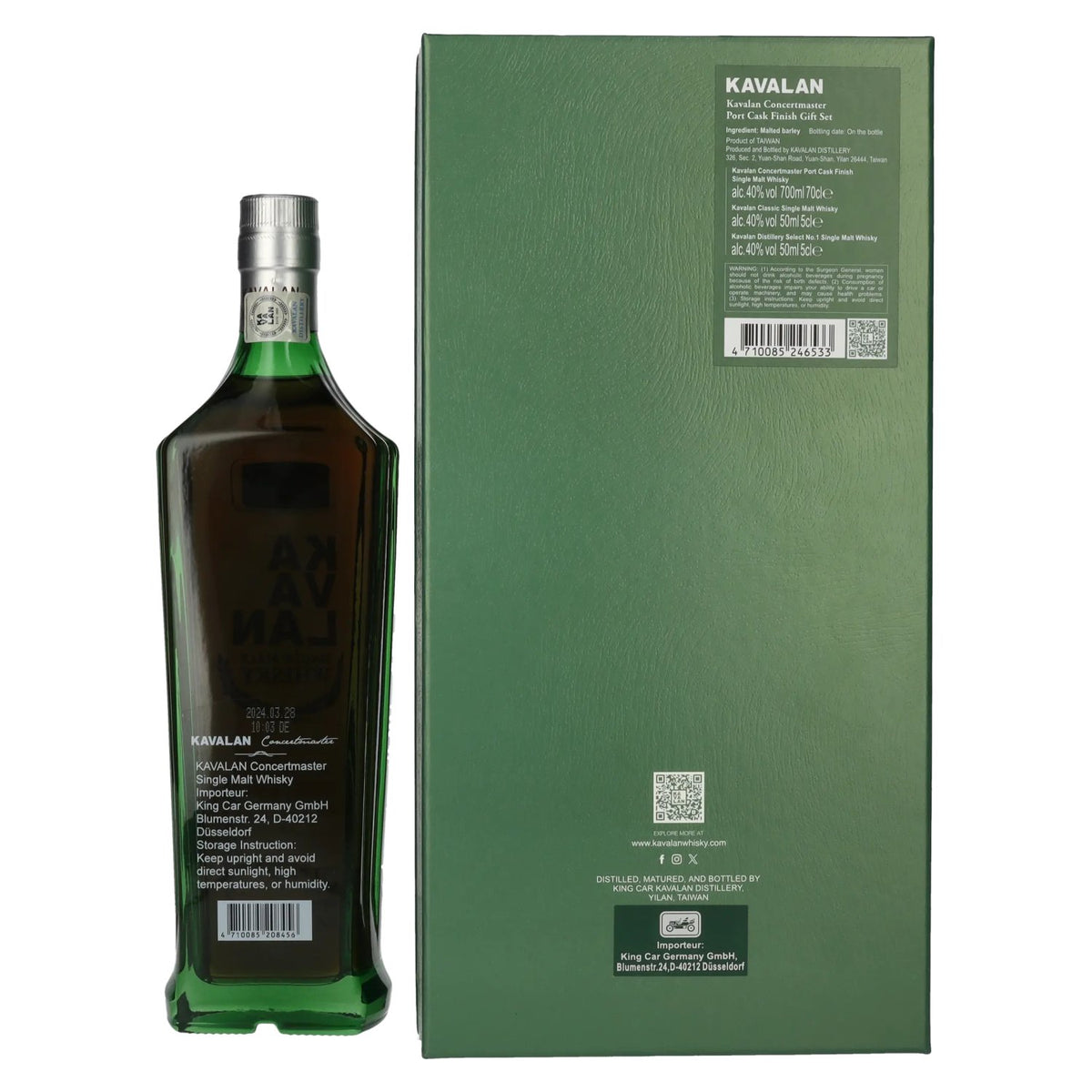 Kavalan CONCERTMASTER Port Cask Finish Single Malt Whisky 40% vol. 0,7l dans une boîte cadeau avec 2x0,05l miniatures