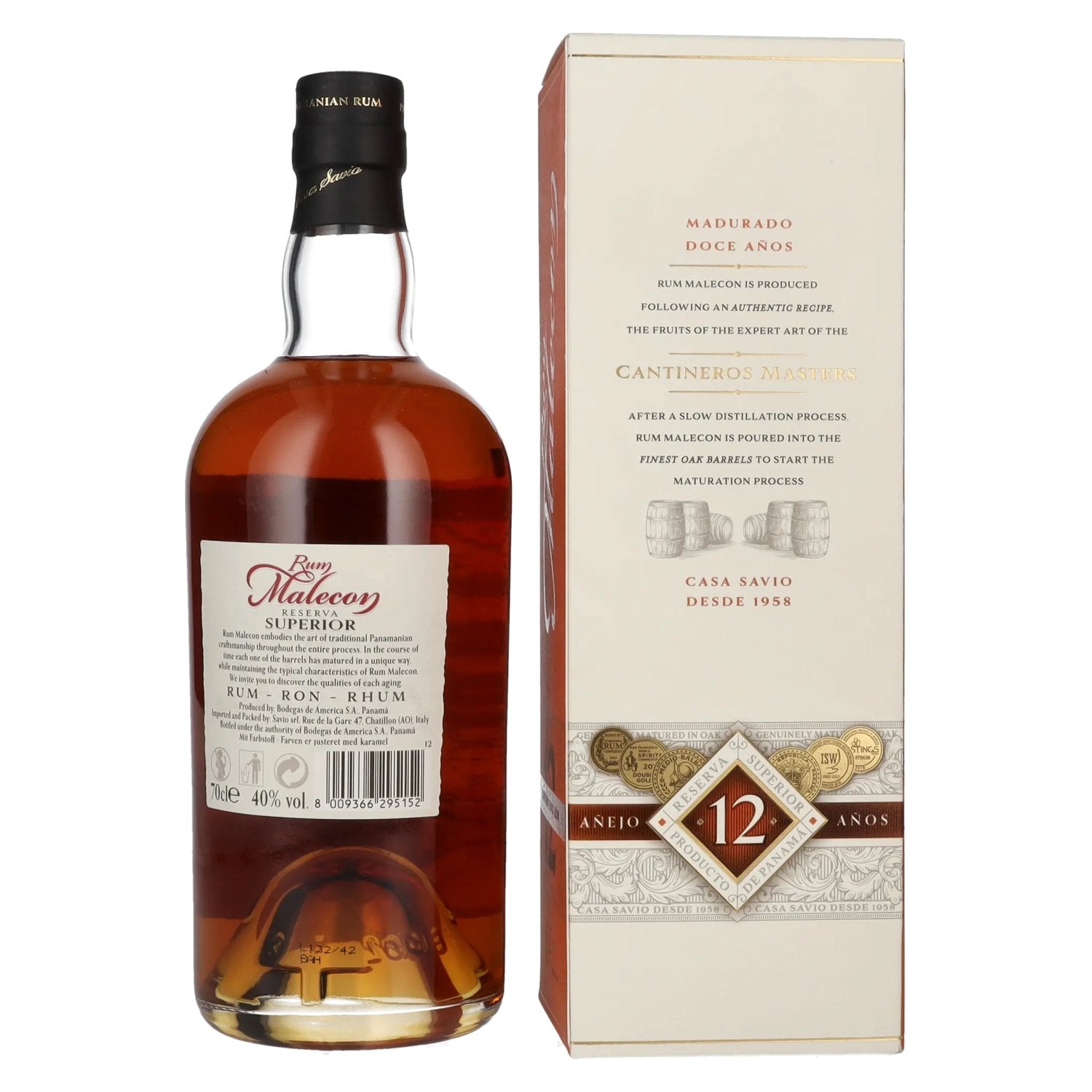 Rum Malecon Añejo 12 Años Reserva Superior 40% Vol. 0,7l en boîte cadeau