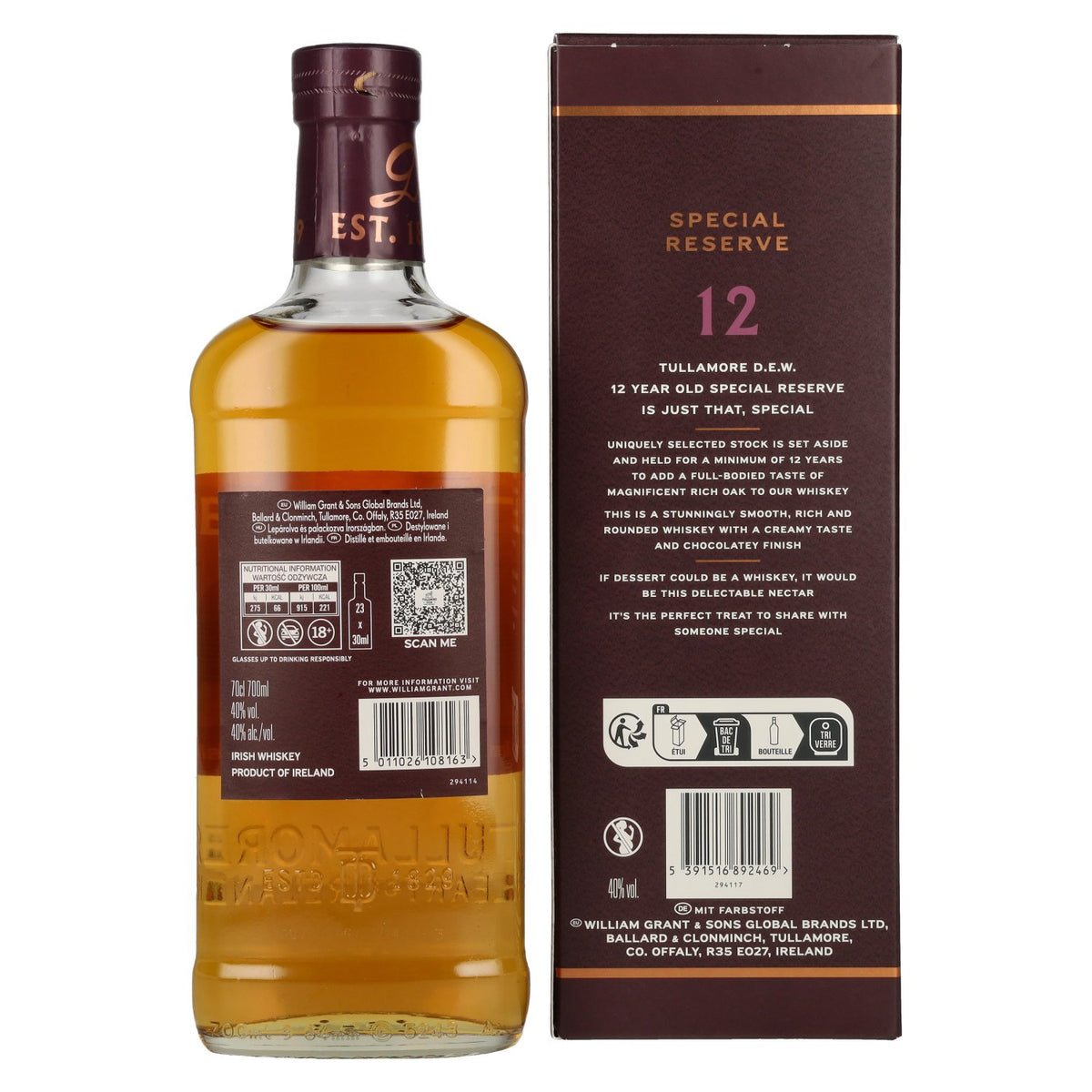 Tullamore D.E.W. 12 Years Old Irish Whiskey Special Reserve 40% Vol. 0,7l in Geschenkbox