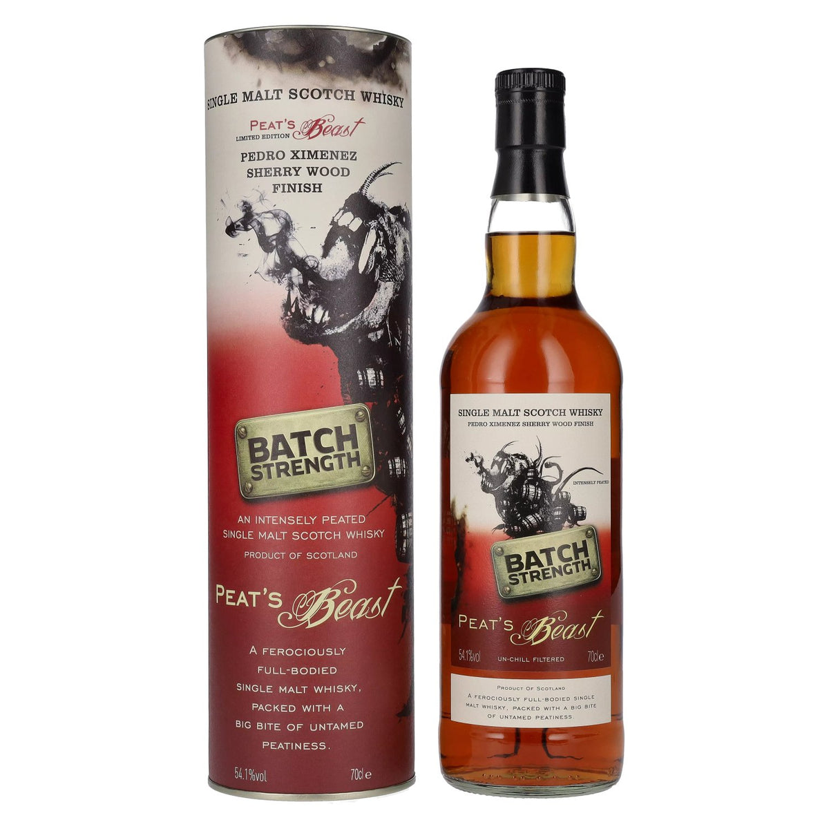 Peat's Beast BATCH STRENGTH Pedro Ximenez Sherry Wood Finish 54,1% vol. 0,7l en boîte cadeau