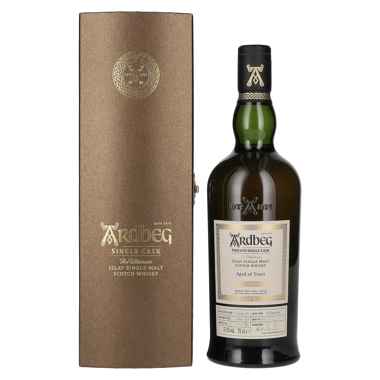 Ardbeg 26 Years Old The Ultimate Private Single Cask Whisky 50% vol. 0,7l en coffret cadeau