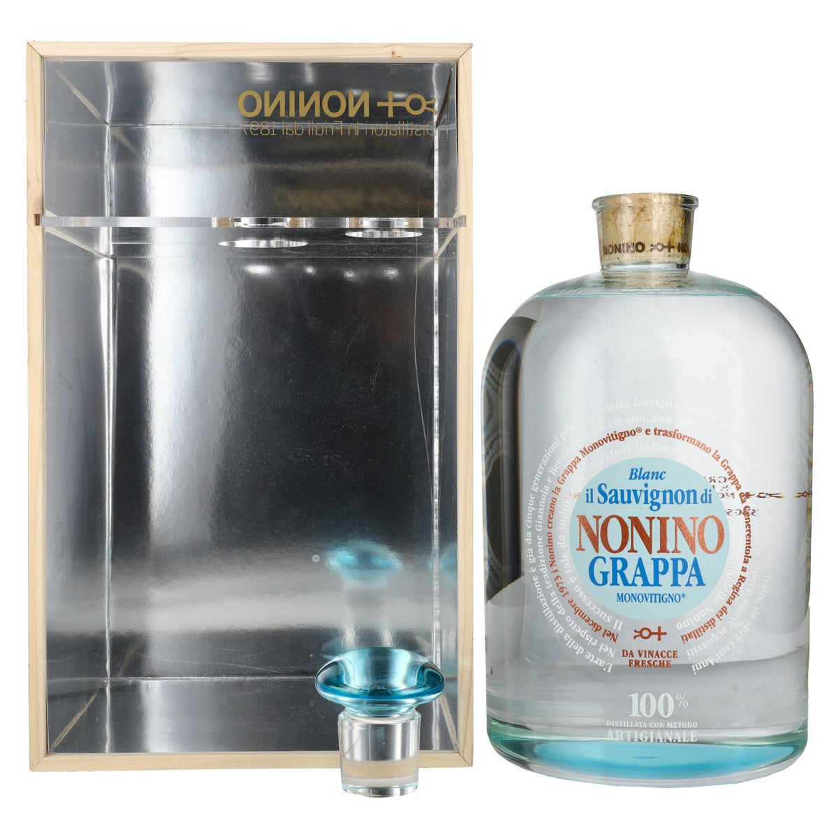 Nonino Grappa Monovitigno il Sauvignon di Blanc 41% vol. 6,3l en caisse bois avec pompe doseuse