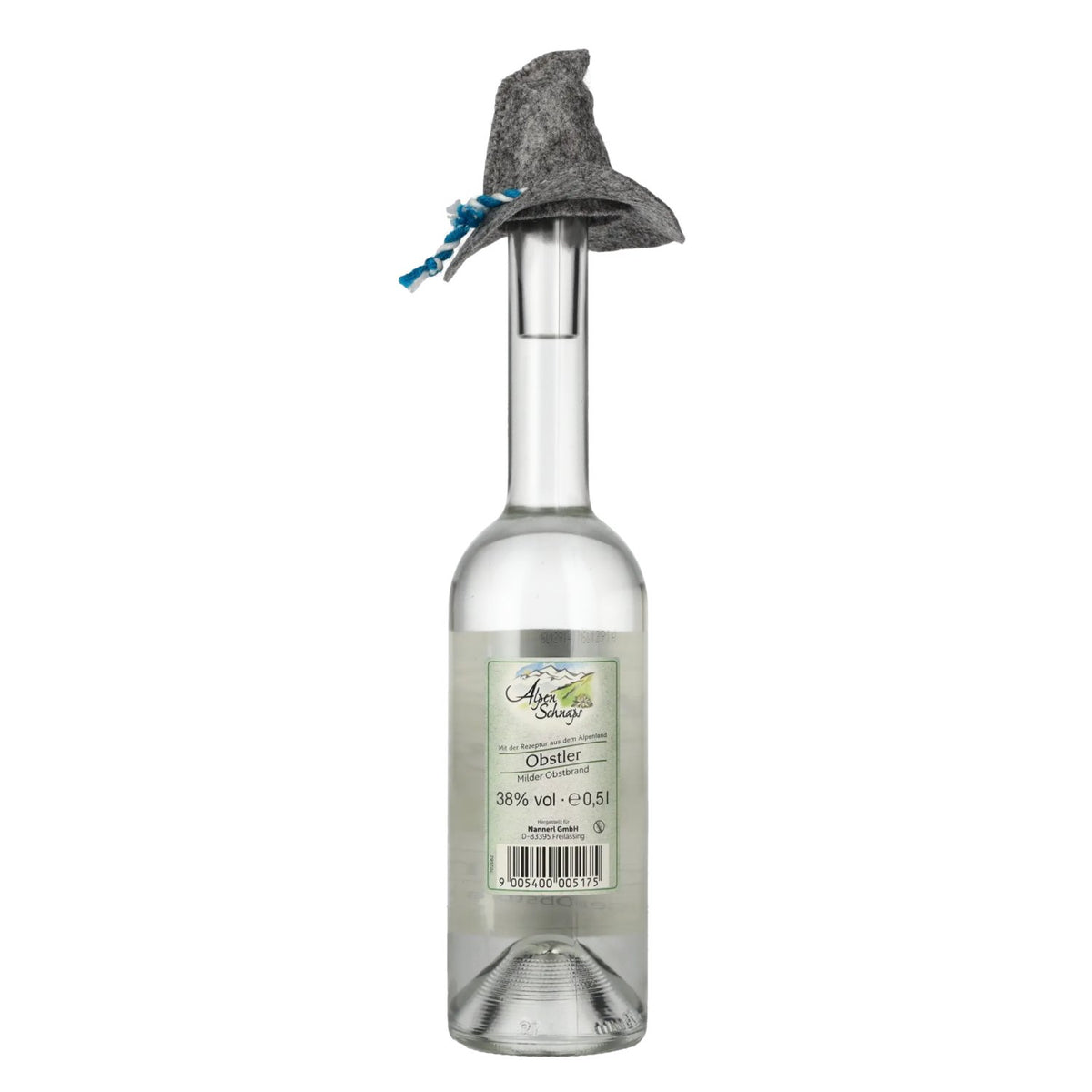 Nannerl Alpenschnaps OBSTLER 38% Vol. 0,5l mit Filzhut