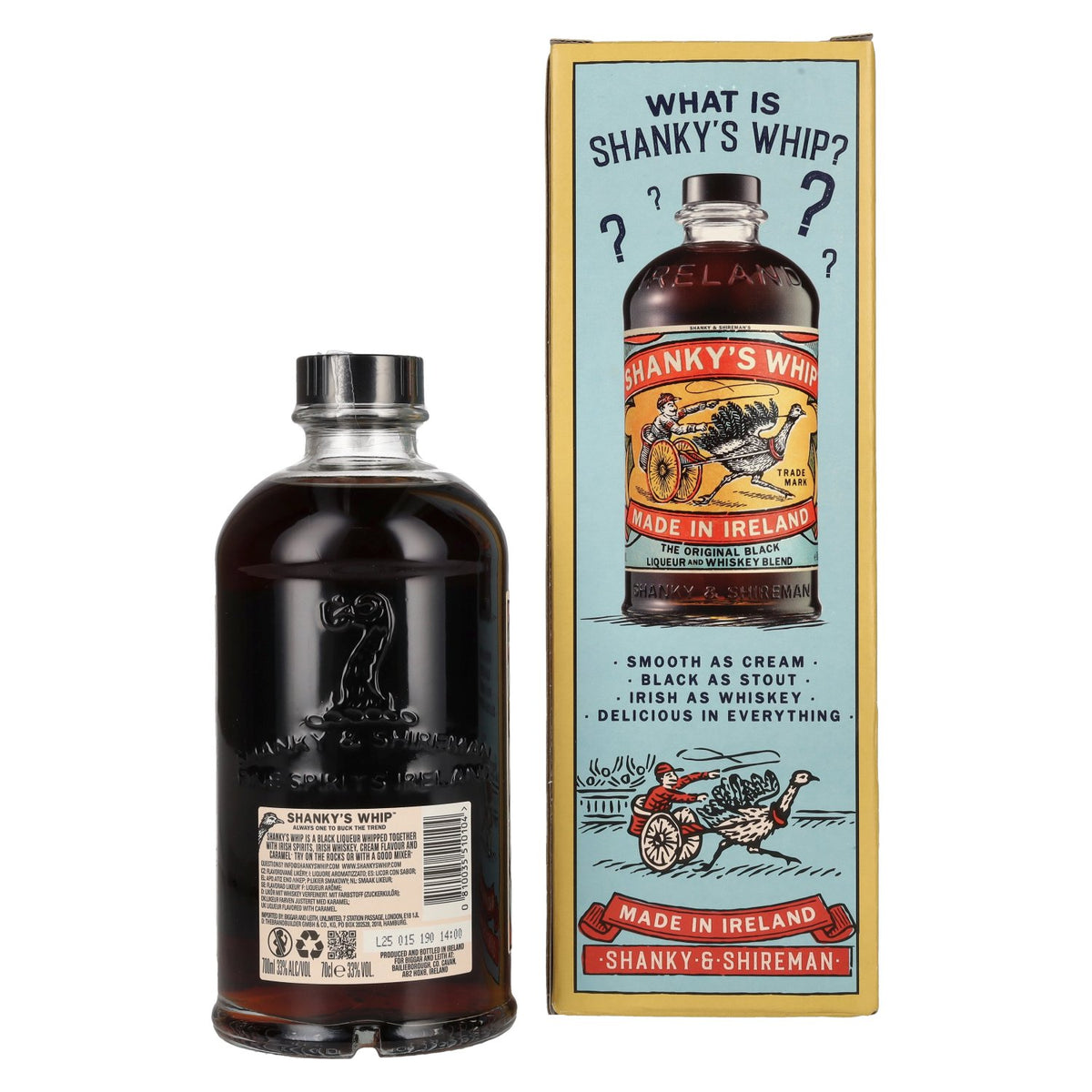 Shanky's Whip The Original Black Liqueur and Whiskey Blend 33% Vol. 0,7l in Geschenkbox mit 4 Shot Gläsern