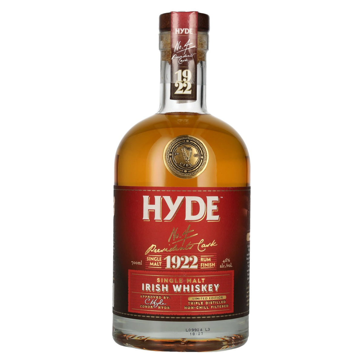 Hyde No. 4 RUM FINISH Single Malt Irish Whisky 46% vol. 0.7 l