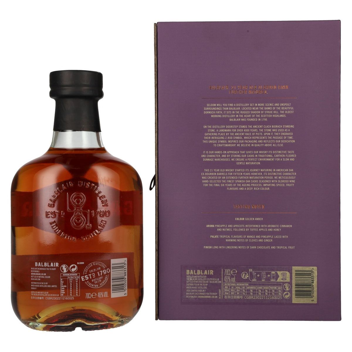 Balblair 21 Years Old Highland Oloroso Cask Single Malt 46% Vol. 0,7l in Geschenkbox