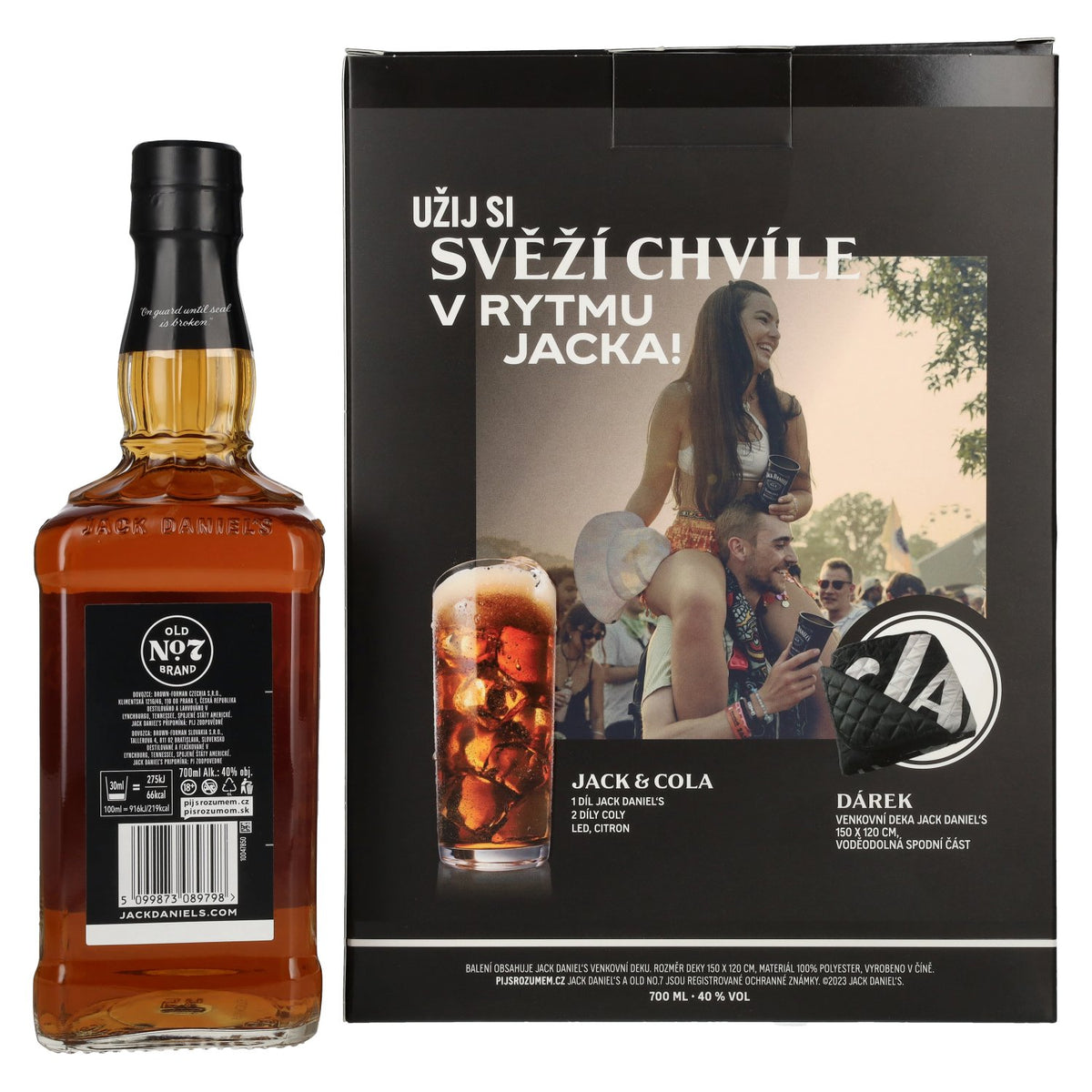 Jack Daniel's Tennessee Whiskey 40% vol. 0,7l dans une boîte cadeau avec Party Blanket