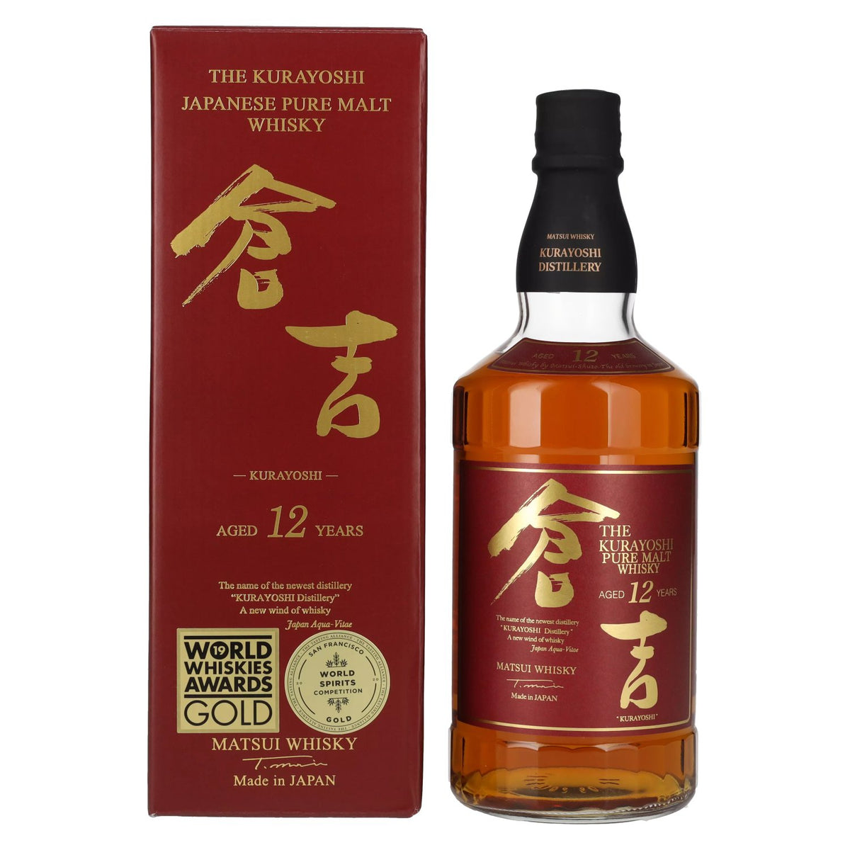 Matsui Whisky THE KURAYOSHI 12 Years Old Pure Malt Whisky 43% Vol. 0,7l in gift box
