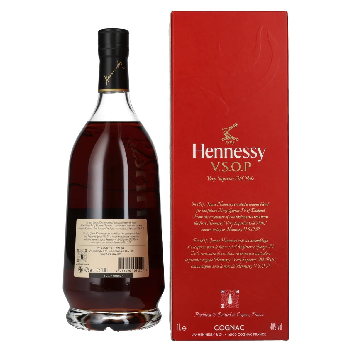 Cognac Hennessy V.S.O.P. 40 % vol., 1 l, dans un coffret cadeau