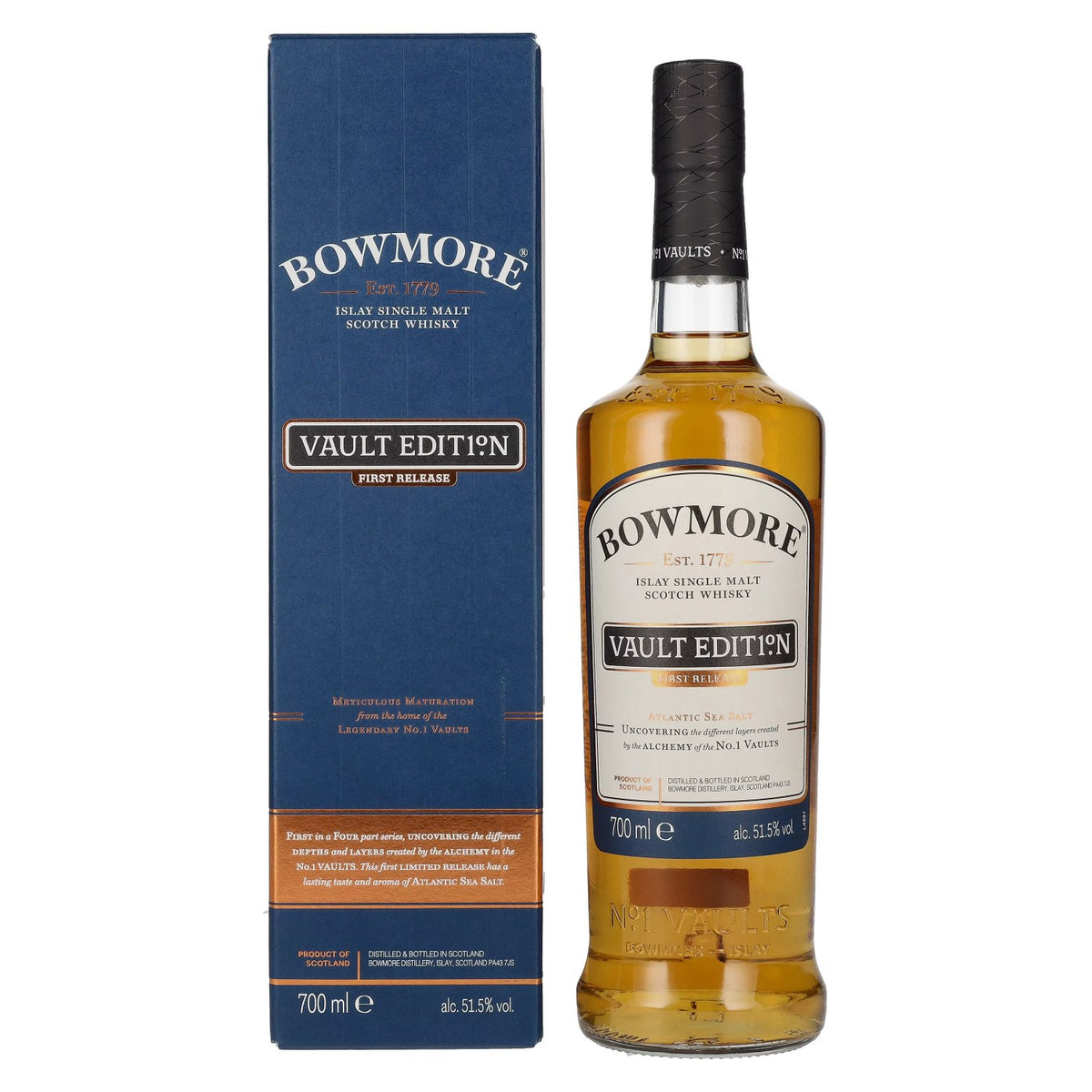 Bowmore VAULT EDITION Atlantic Sea Salt FIRST RELEASE 51,5% Vol. 0,7l en boîte cadeau