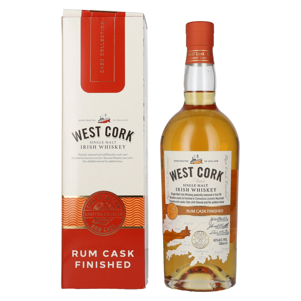 West Cork Irish Whiskey Rum Cask Finished 43% Vol. 0,7l in Geschenkbox