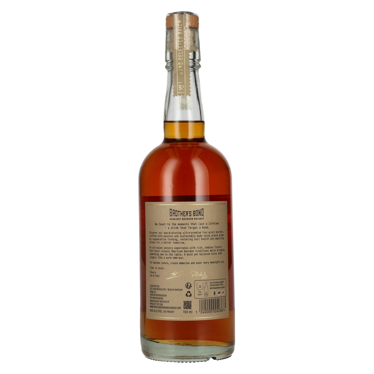 Brother's Bond Regenerative Grain Straight Bourbon Whiskey Batch No. 0003 46% Vol. 0,7l