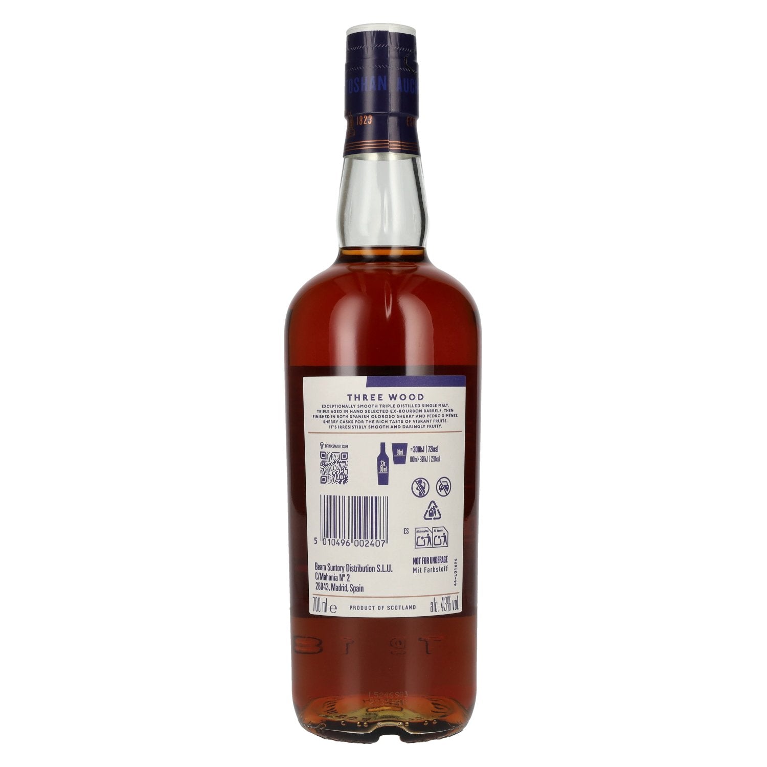 Auchentoshan THREE WOOD Single Malt Scotch Whisky 43% Vol. 0,7l