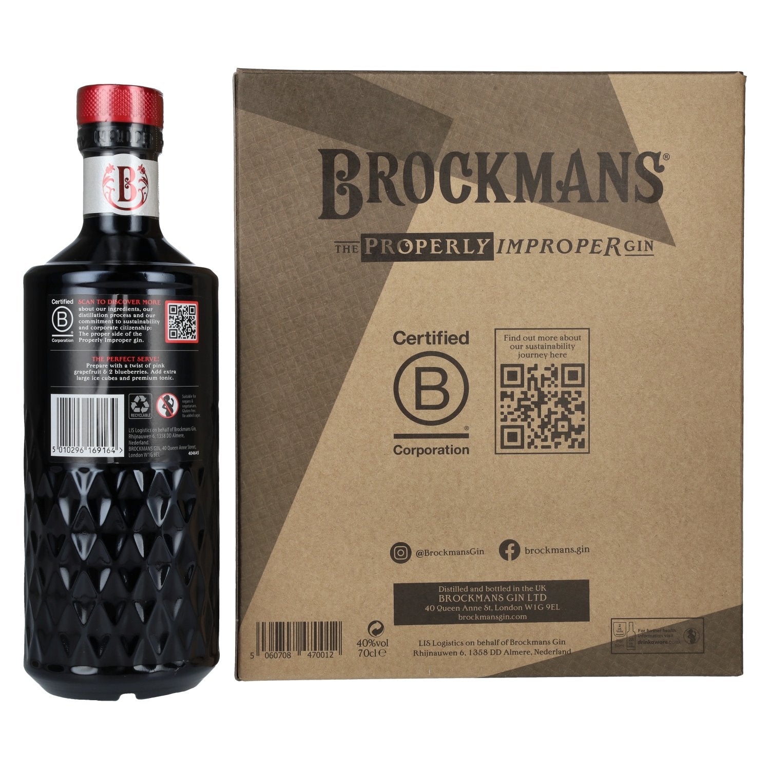 Brockmans Intensely Smooth PREMIUM GIN 40% Vol. 0,7l in Geschenkbox mit Glas