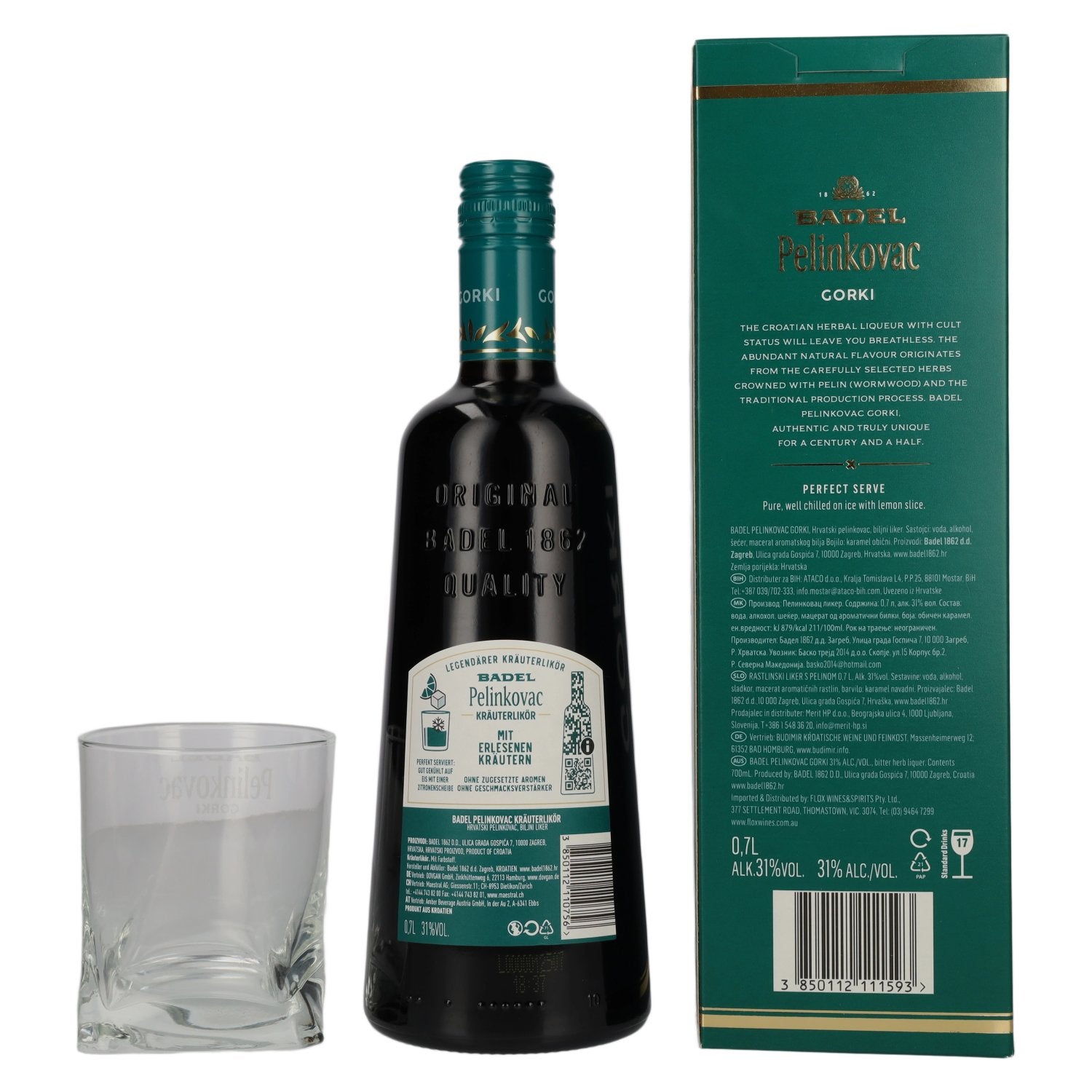 Badel Pelinkovac GORKI 31% Vol. 0,7l in gift box with glass