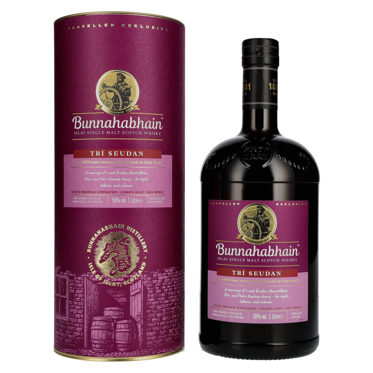 Bunnahabhain TRÌ SEUDAN Islay Single Malt Scotch Whisky 50% vol. 1 l in a gift box