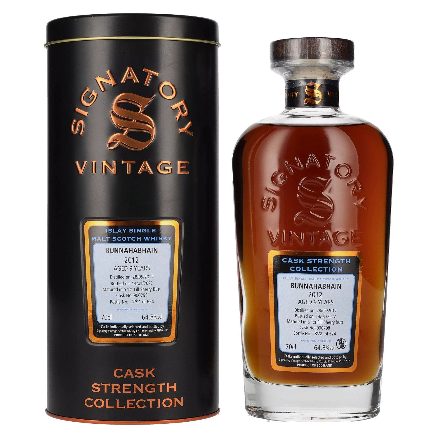 Signatory Vintage BUNnahabhain 9 Years Old Cask Strength 2012 64,8% Vol. 0,7l in Tinbox