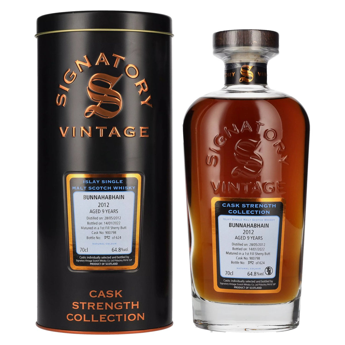 Signatory Vintage BUNnahabhain 9 Years Old Cask Strength 2012 64,8% Vol. 0,7l in Tinbox