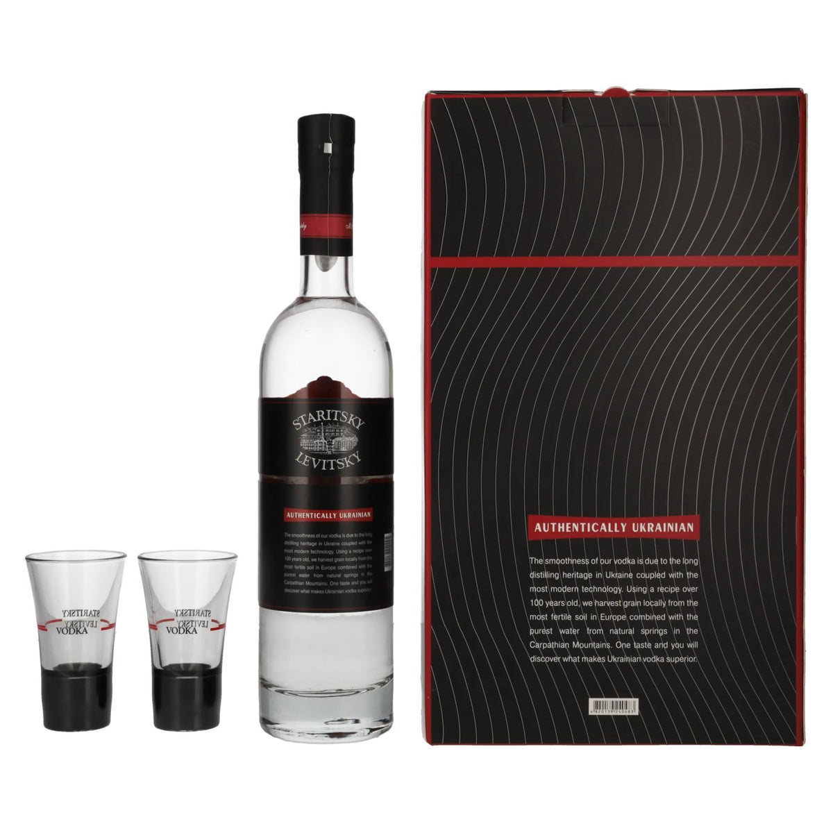 Staritsky &amp; Levitsky RESERVE Vodka 40% Vol. 0.5l in gift box with 2 glasses