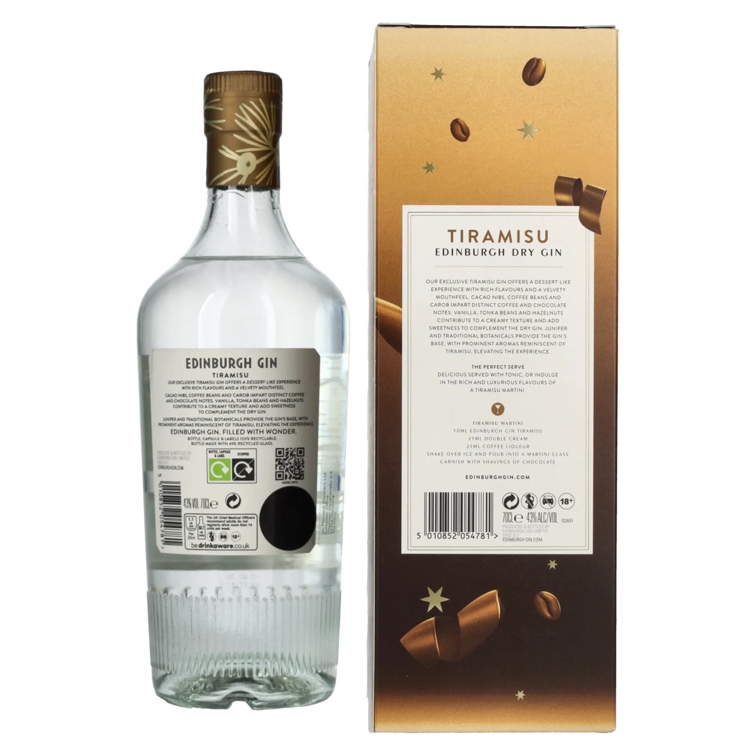 Edinburgh TIRAMISU Dry Gin 43% vol. 0,7l en boîte cadeau