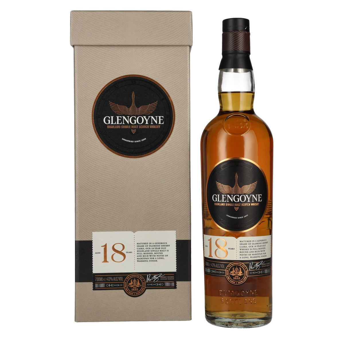Glengoyne 18 Years Old Highland Single Malt Scotch Whisky 43% Vol. 0,7l en boîte cadeau
