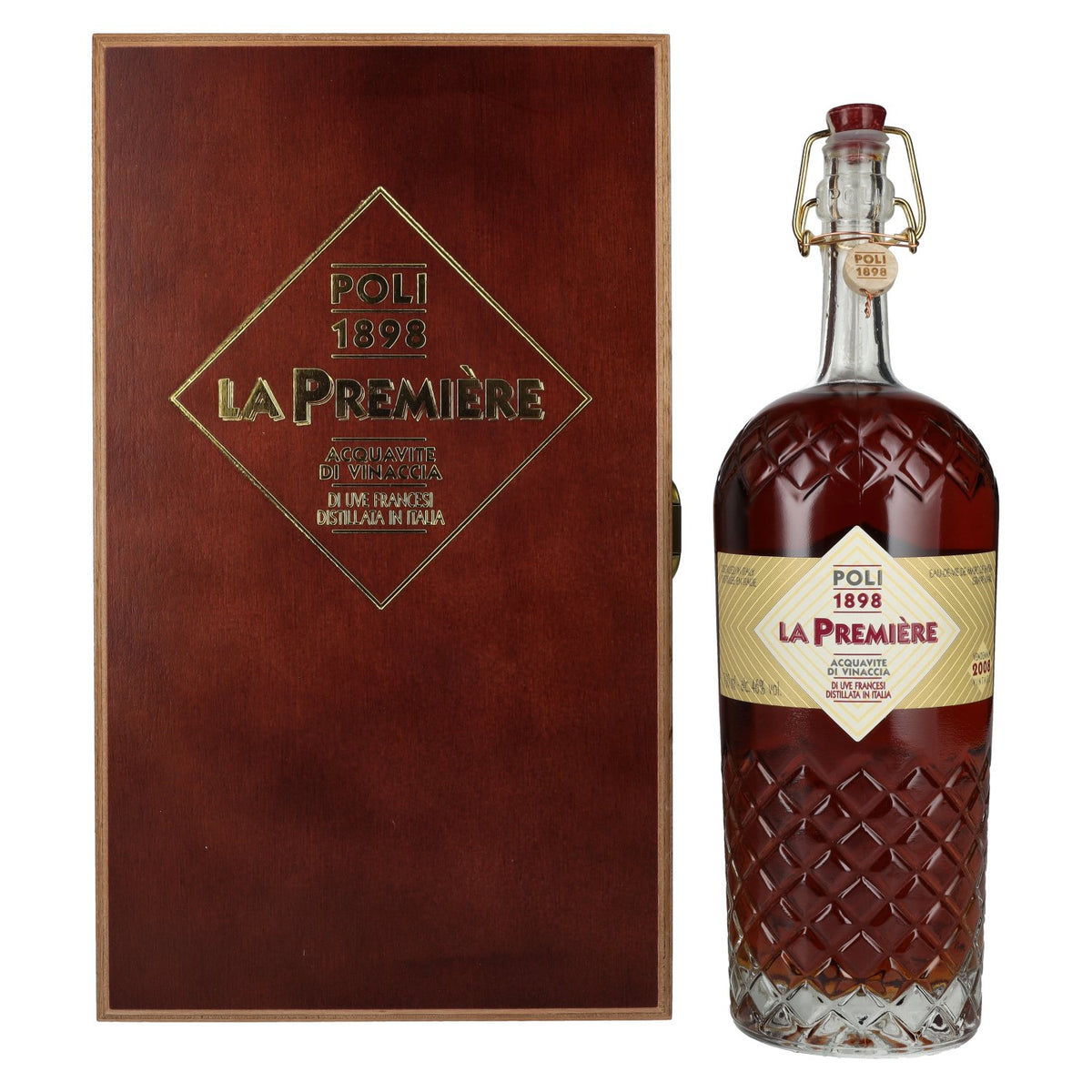 Poli Grappa La Première Acquavite di Vinaccia 46% Vol. 0,7l in Holzkiste