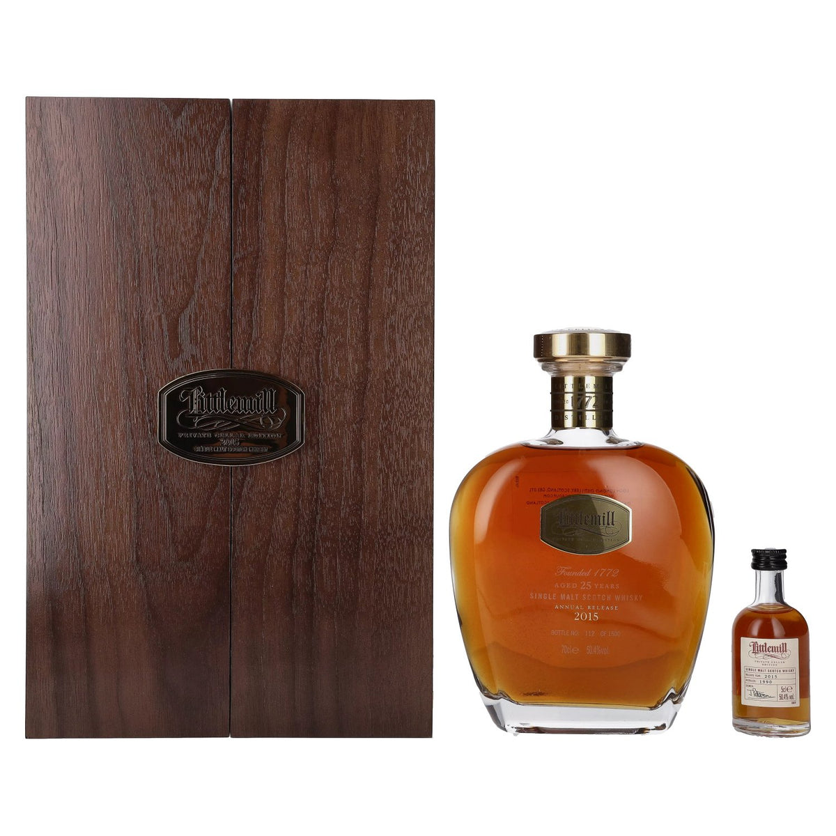 Littlemill Annual 2015 Release 25 Years Old Private Cellar Edition 50,4% Vol. 0,7l in wooden box + miniature 0,05l