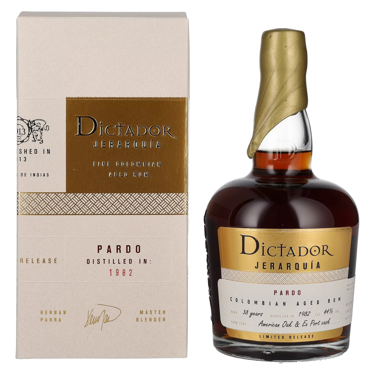 Dictador JERARQUÍA 38 Years Old PARDO Rum 1982 44% Vol. 0,7l in gift box
