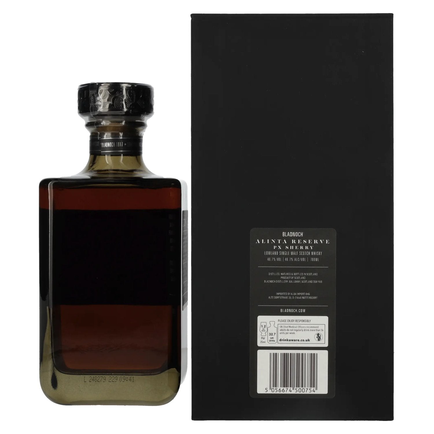 Bladnoch ALINTA RESERVE Lowland Single Malt Scotch Whisky PX Sherry Cask 2024 46,7% vol. 0,7l en coffret cadeau