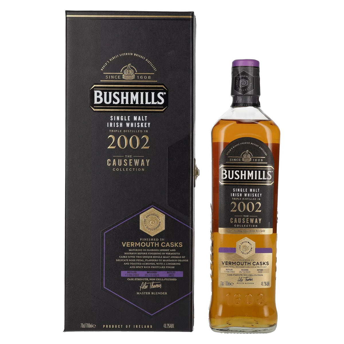 Bushmills THE CAUSEWAY COLLECTION Single Malt Vermouth Casks 2002 48,2 % vol. 0,7 l dans un coffret cadeau