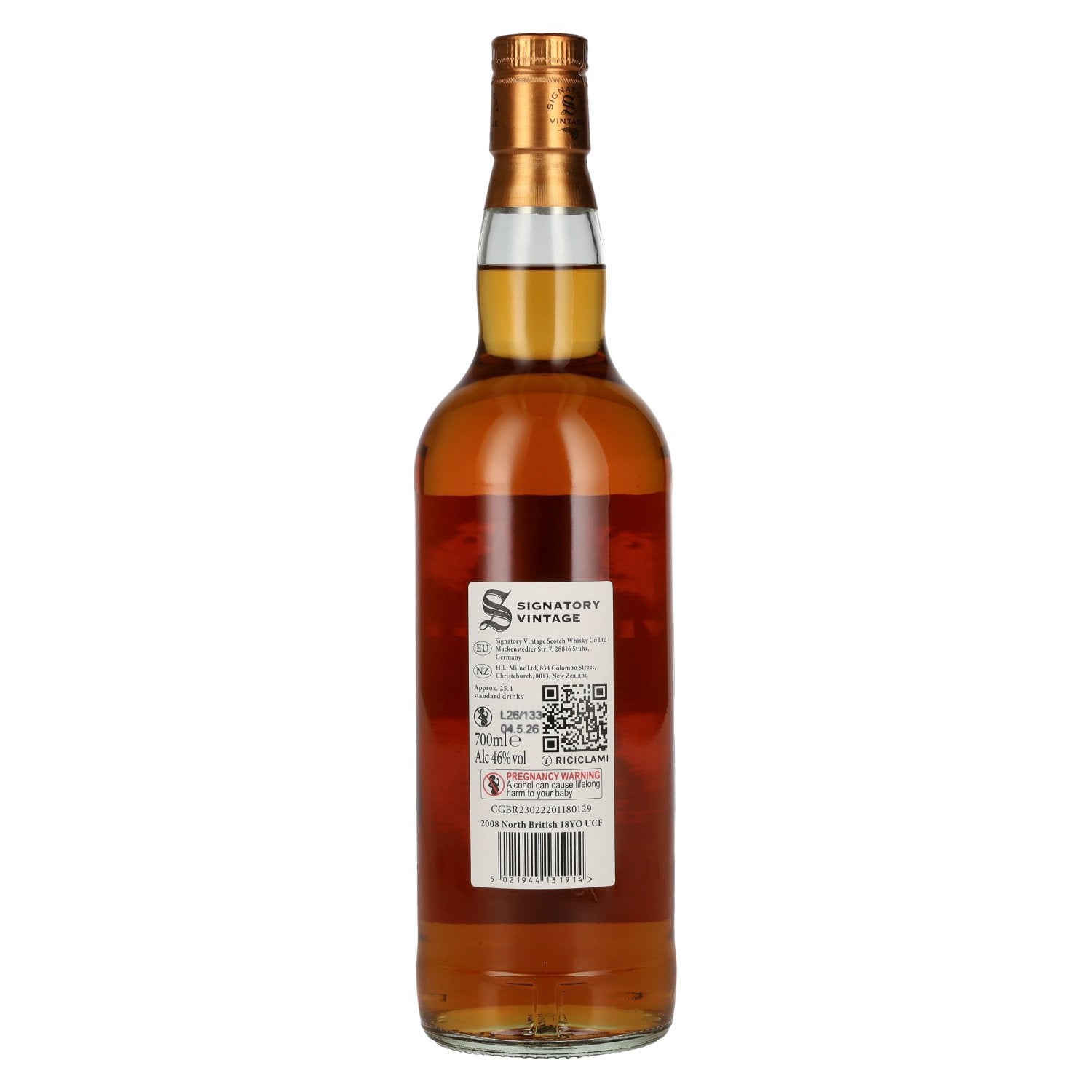 Signatory Vintage NORTH BRITISH 18 Years Old 1st Fill Sherry & Refill Bourbon Cask 2008 46% Vol. 0,7l