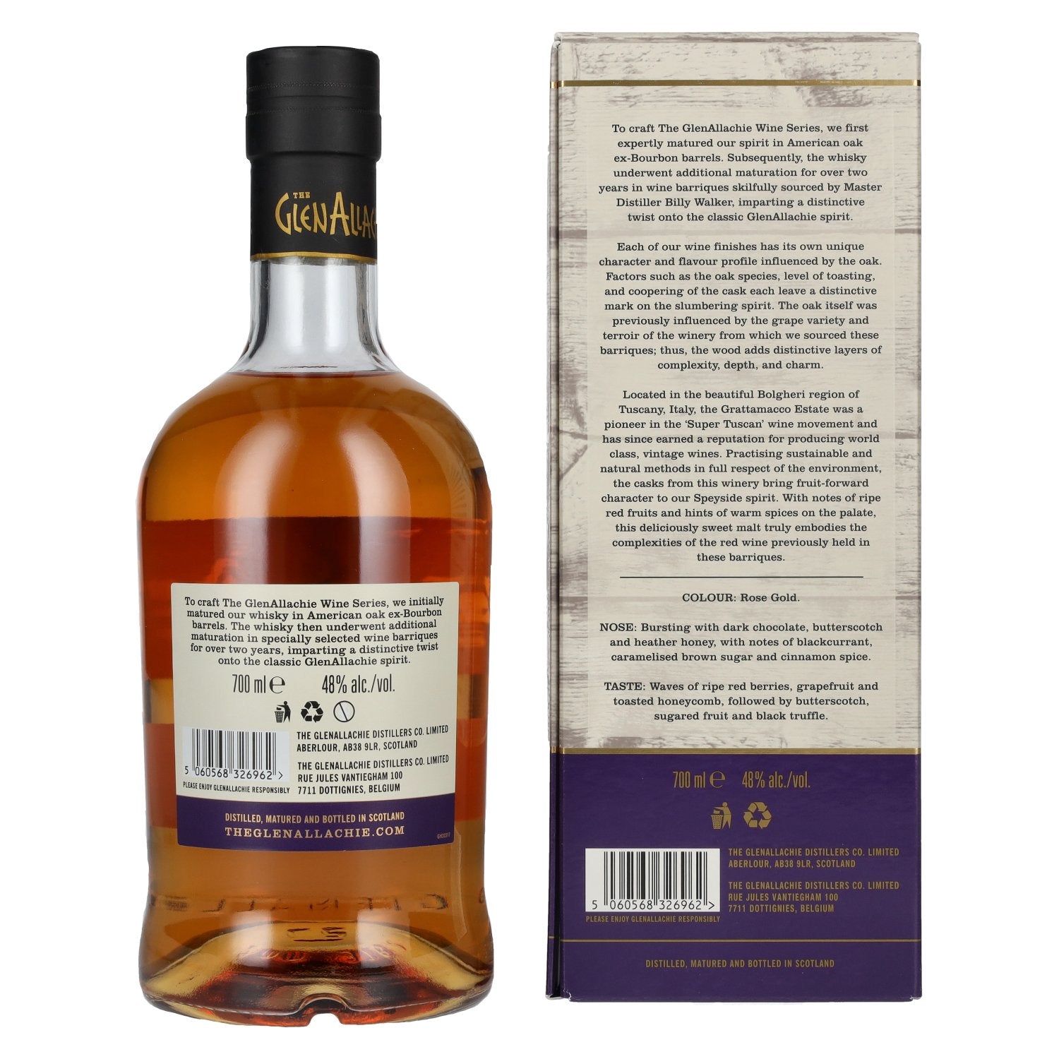 The GlenAllachie 10 Years Old GRATTAMACCO WINE CASK FINISH Limited Edition 48% Vol. 0,7l en coffret cadeau
