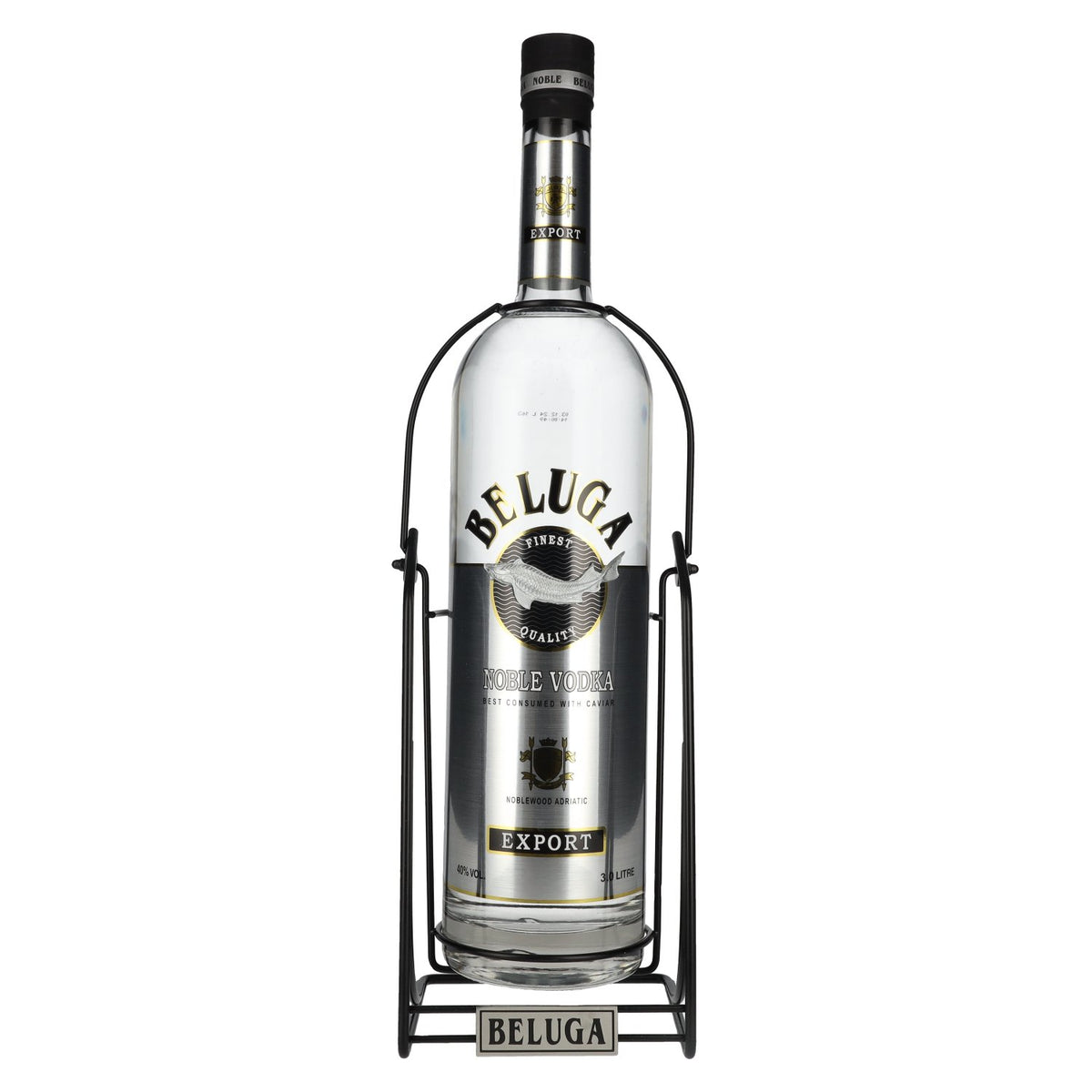 Beluga Noble Vodka EXPORT Montenegro 40% vol. 3l with swivel stand