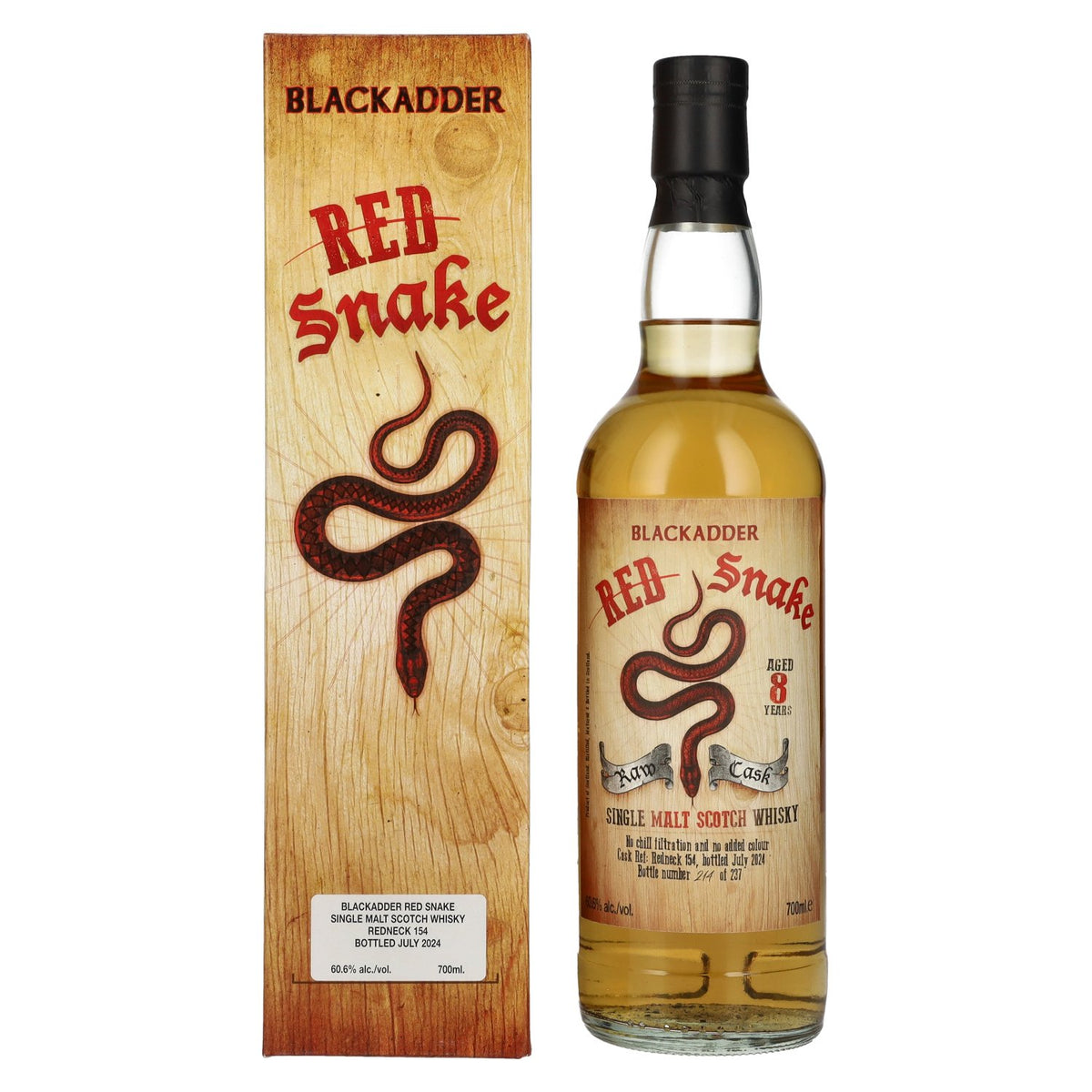 Blackadder 8 Years Old RED SNAKE Raw Cask Single Malt Scotch Whisky 60,6% Vol. 0,7l en coffret cadeau