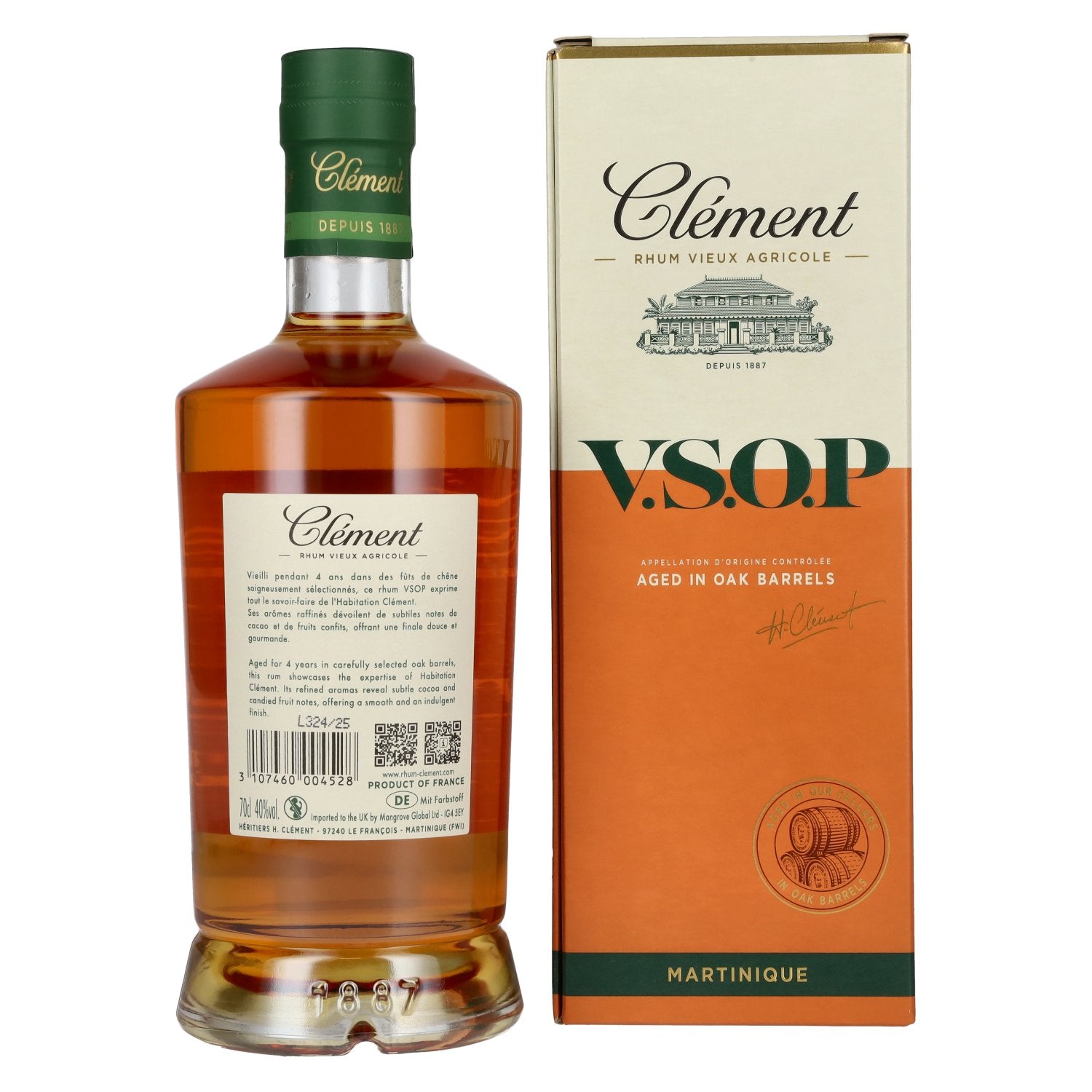 Clément Vieux Agricole V.S.O.P. rum, aged in oak barrels, 40% vol., 0.7l, in a gift box
