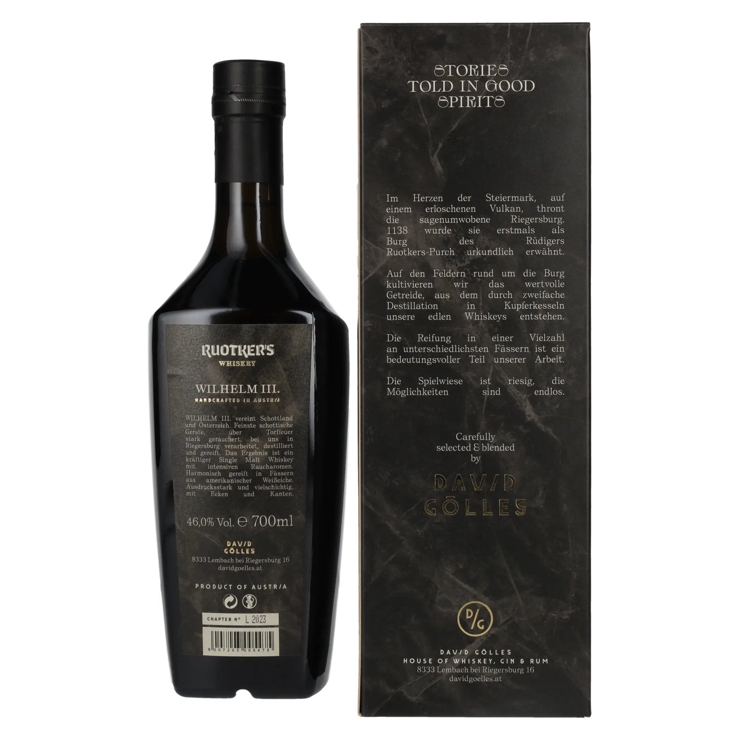 Ruotker's WILHELM III. Heavily Peated Single Malt Whiskey 46% Vol. 0,7l in Geschenkbox