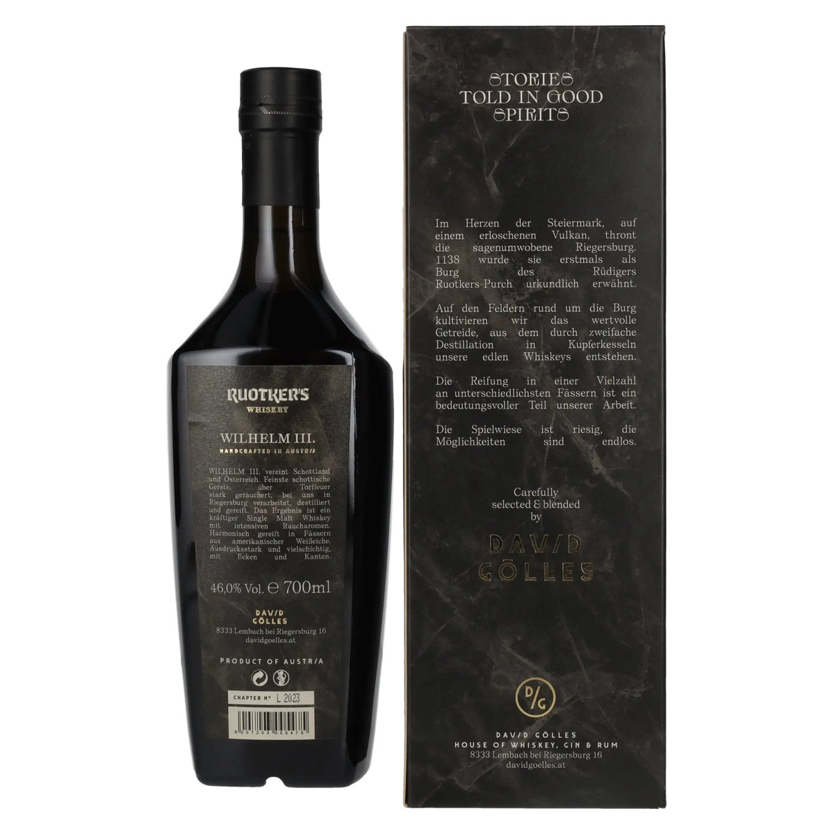 Ruotker's WILHELM III. Heavily Peated Single Malt Whiskey 46% Vol. 0,7l in Geschenkbox